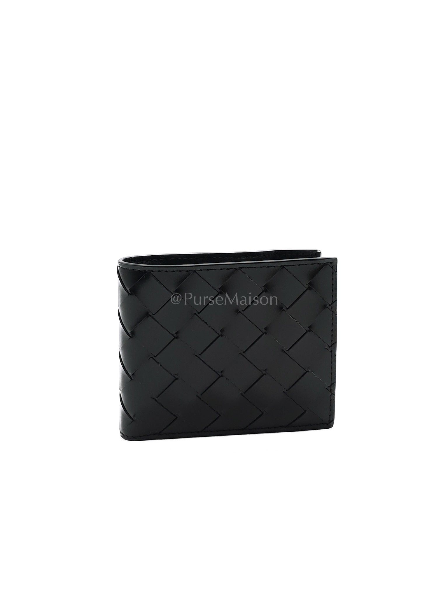 Intrecciato Bi-fold Wallet Black | Purse Maison Luxury Bags Shop