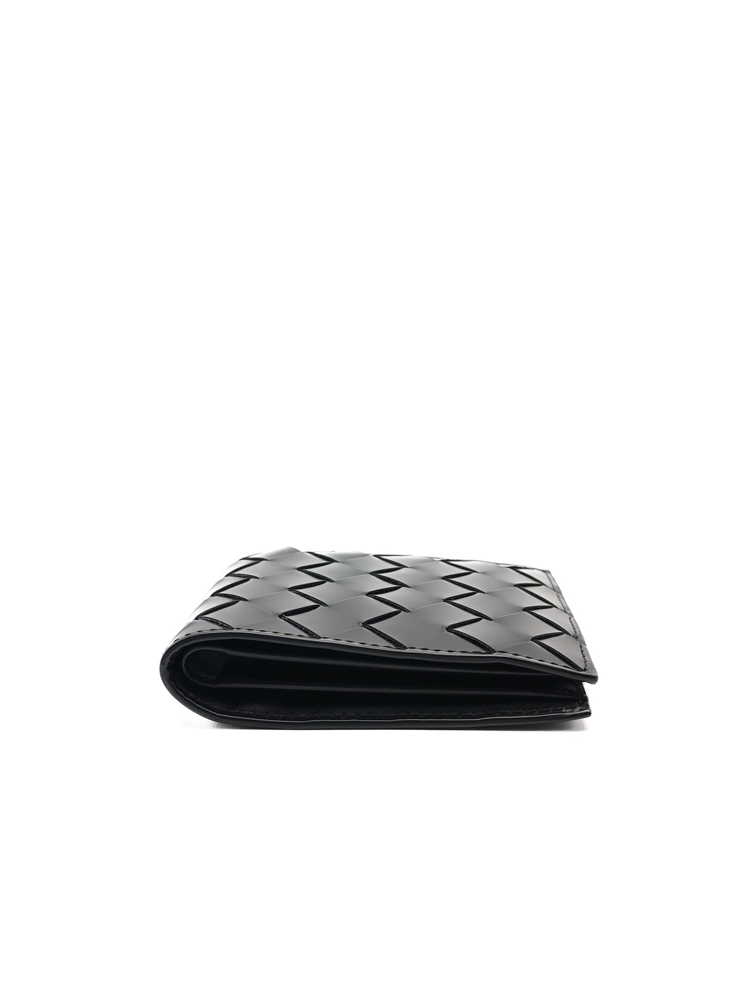 Intrecciato Bi-fold Wallet Black | Purse Maison Luxury Bags Shop