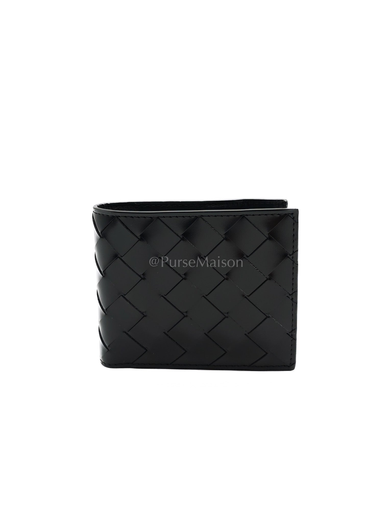 Intrecciato Bi-fold Wallet Black | Purse Maison Luxury Bags Shop