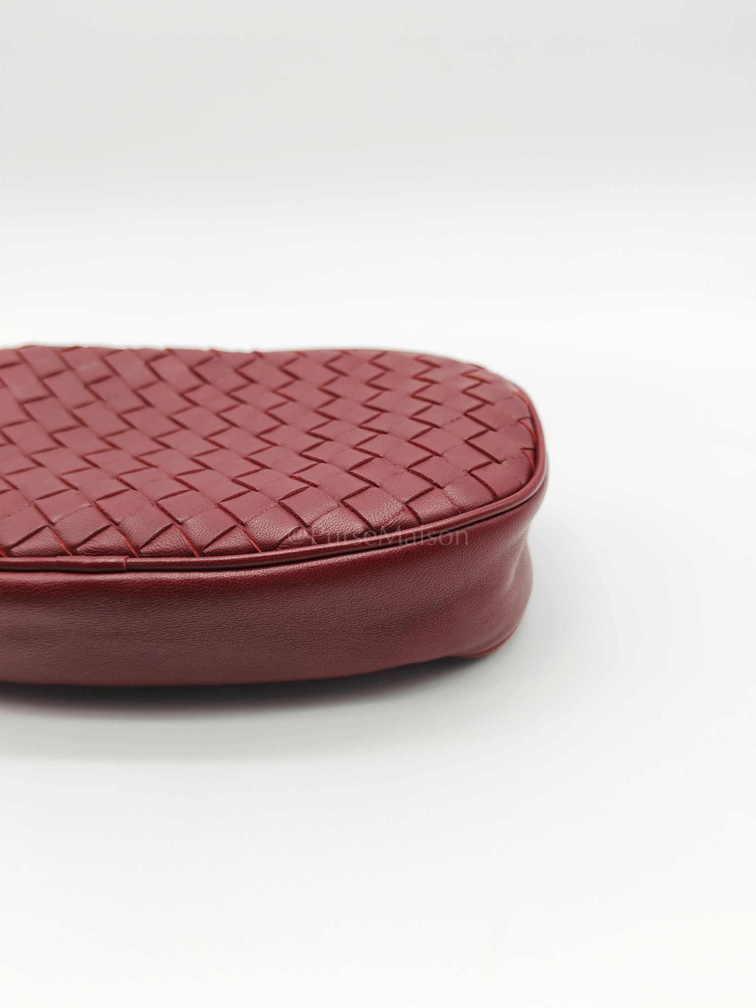 Intrecciato Burgundy Nappa Leather Belt Bag | Purse Maison Luxury Bags Shop