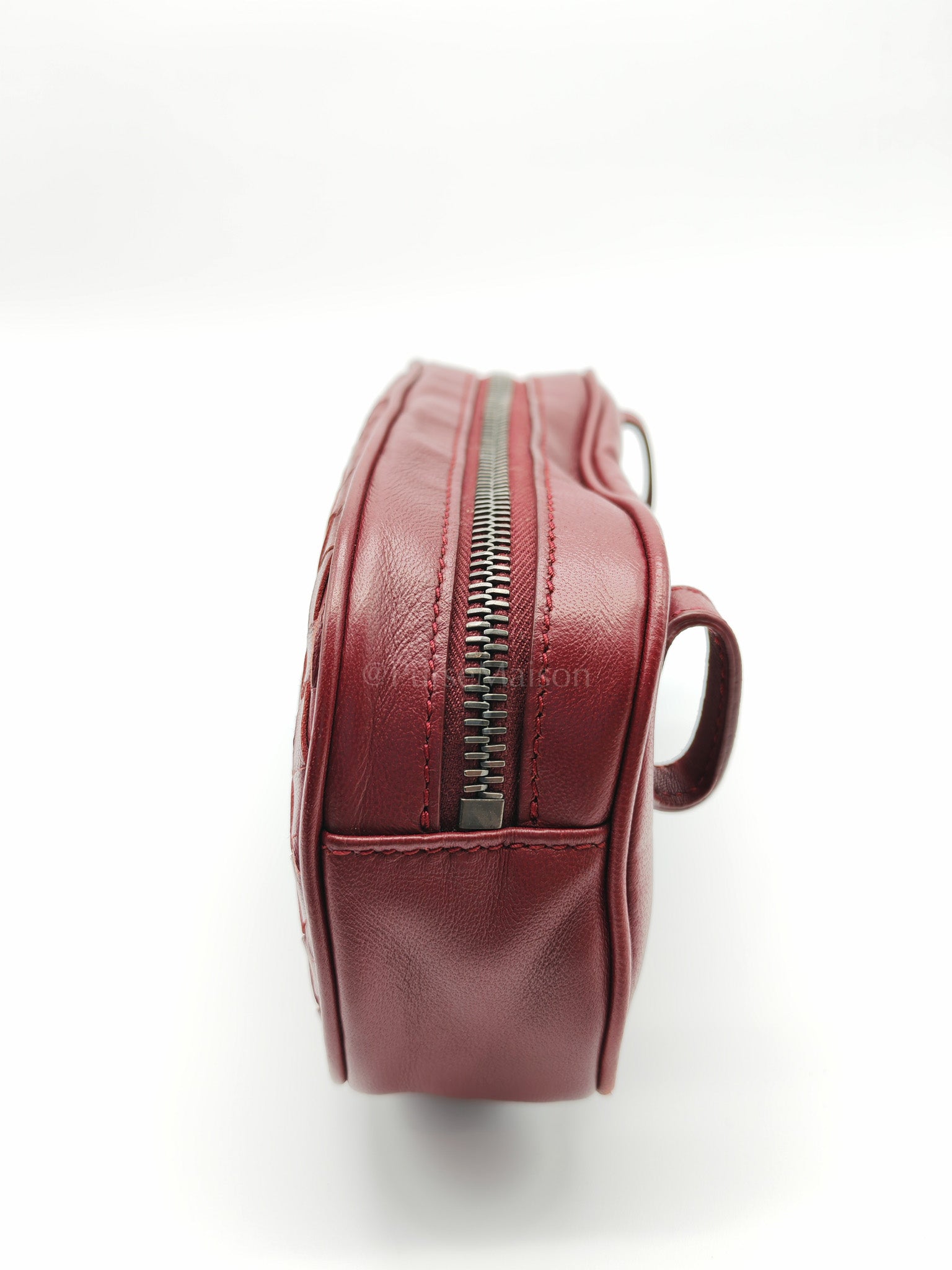 Intrecciato Burgundy Nappa Leather Belt Bag | Purse Maison Luxury Bags Shop