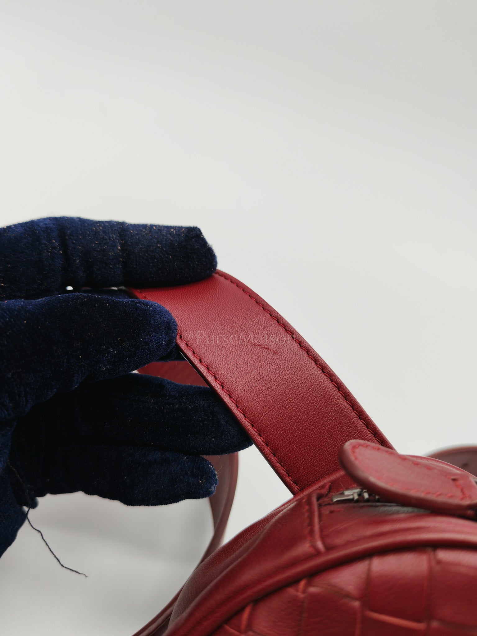 Intrecciato Burgundy Nappa Leather Belt Bag | Purse Maison Luxury Bags Shop