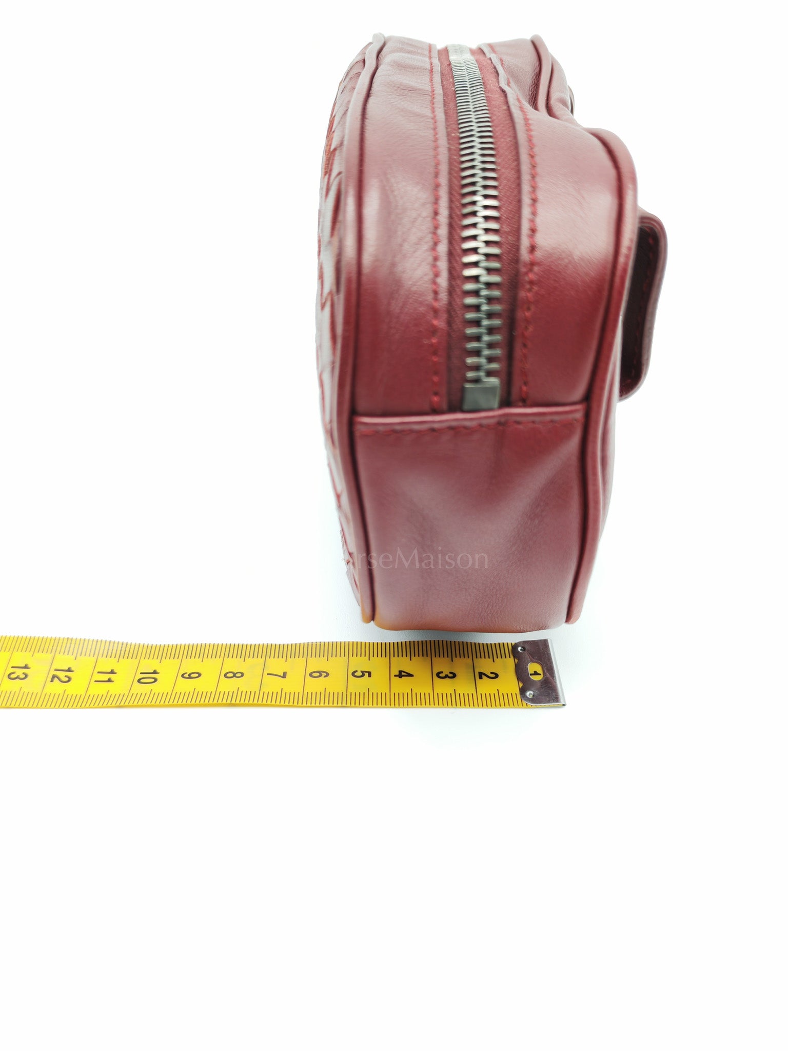 Intrecciato Burgundy Nappa Leather Belt Bag | Purse Maison Luxury Bags Shop