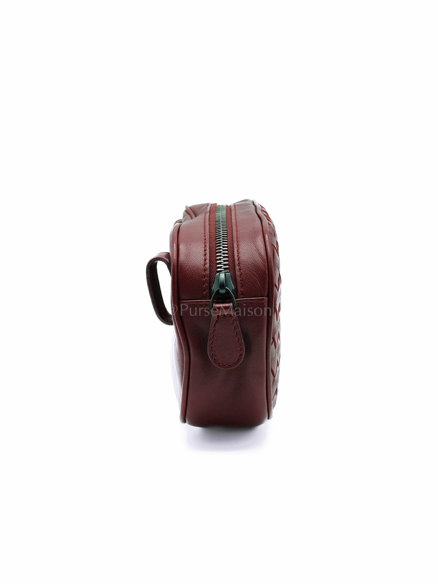 Intrecciato Burgundy Nappa Leather Belt Bag | Purse Maison Luxury Bags Shop