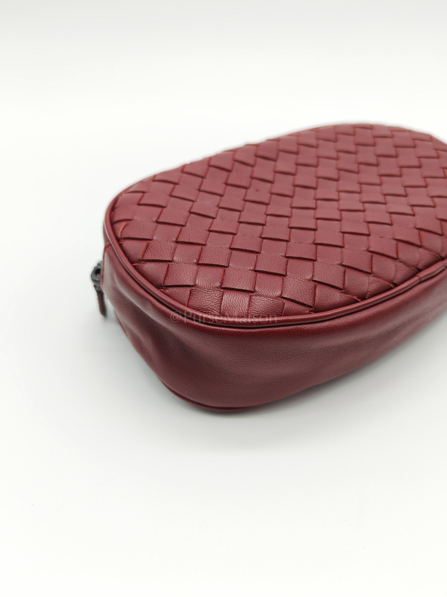 Intrecciato Burgundy Nappa Leather Belt Bag | Purse Maison Luxury Bags Shop