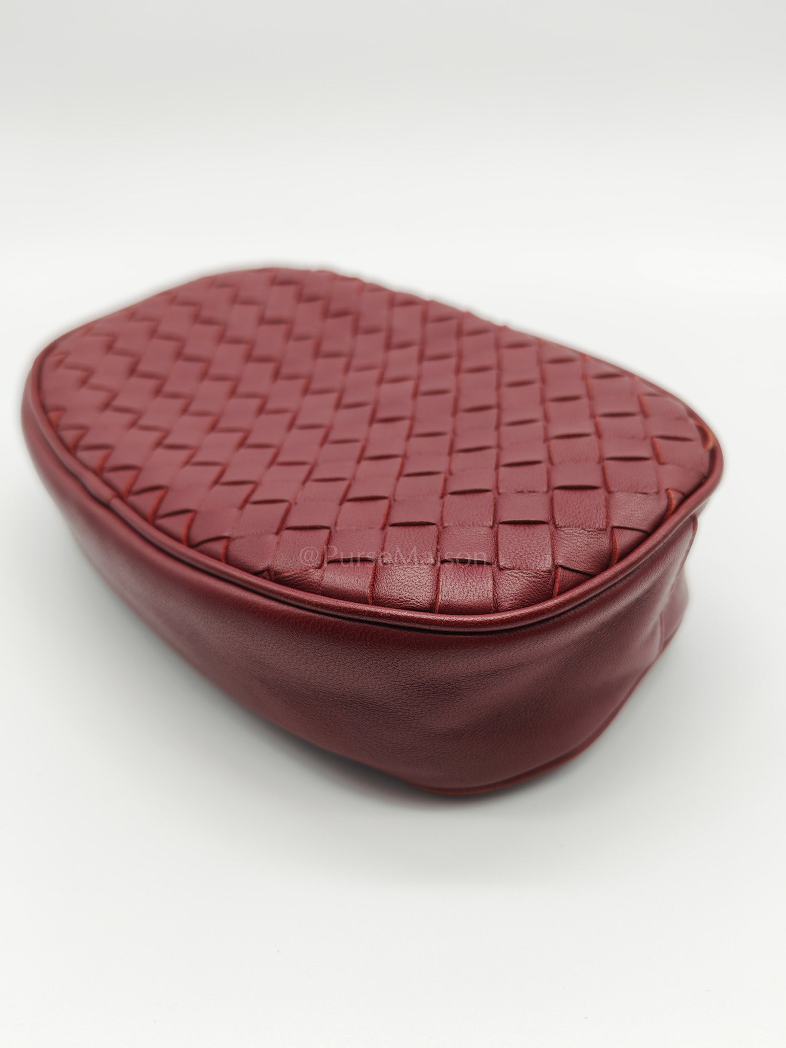 Intrecciato Burgundy Nappa Leather Belt Bag | Purse Maison Luxury Bags Shop
