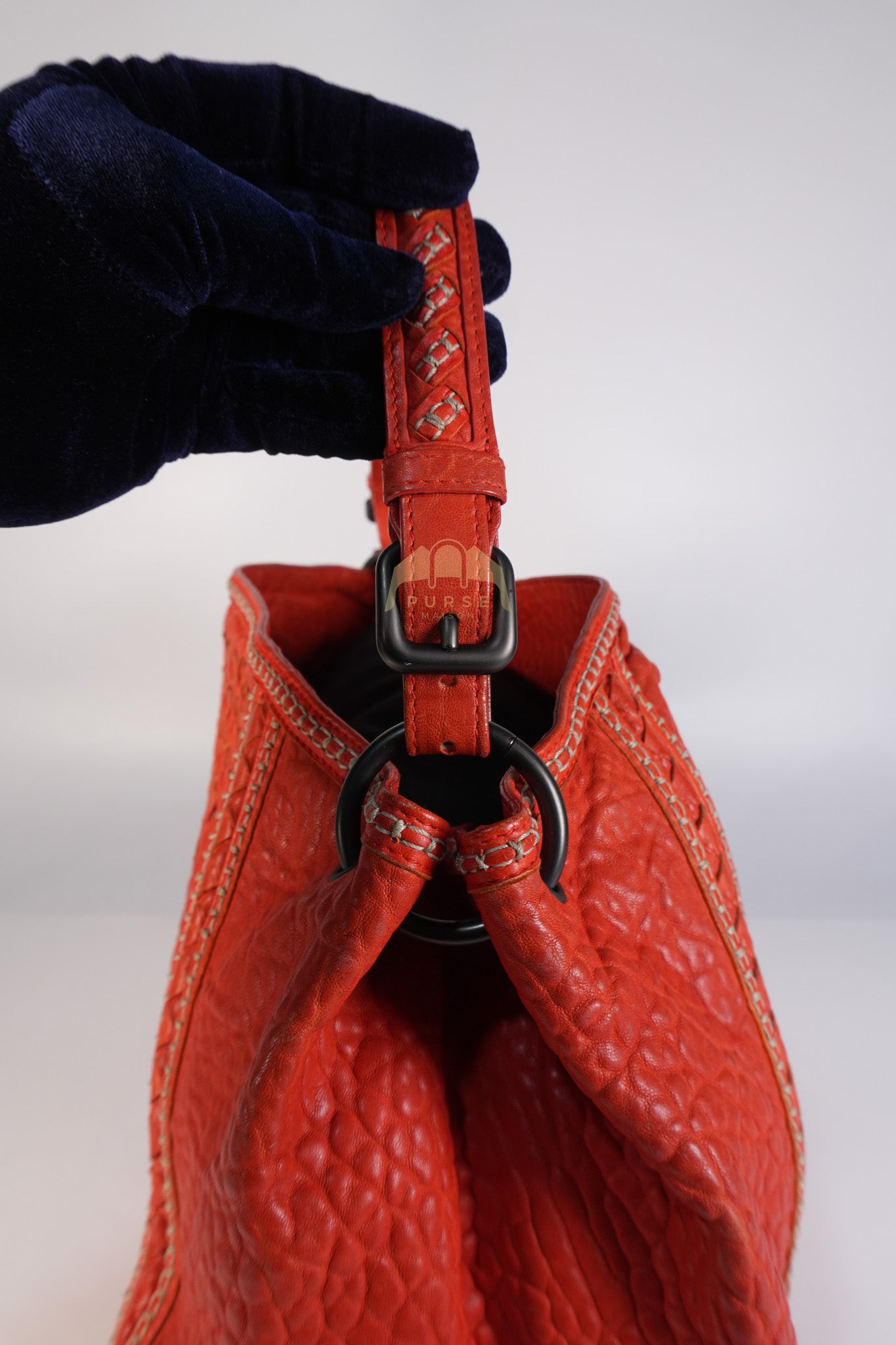 Intrecciato Hobo Tote Bag in Orange | Purse Maison Luxury Bags Shop