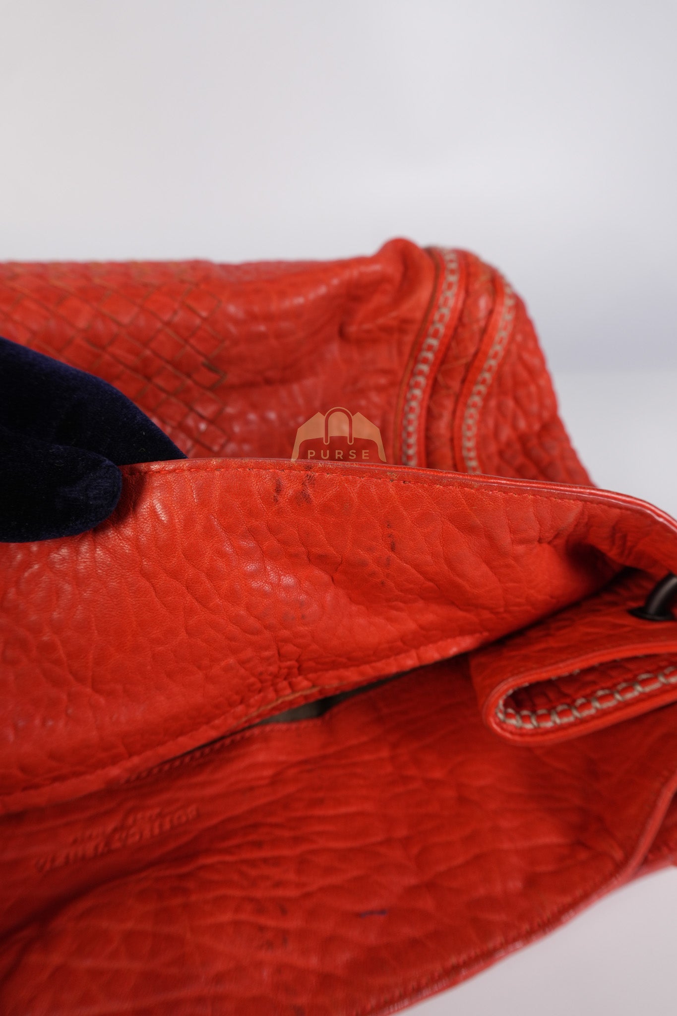 Intrecciato Hobo Tote Bag in Orange | Purse Maison Luxury Bags Shop