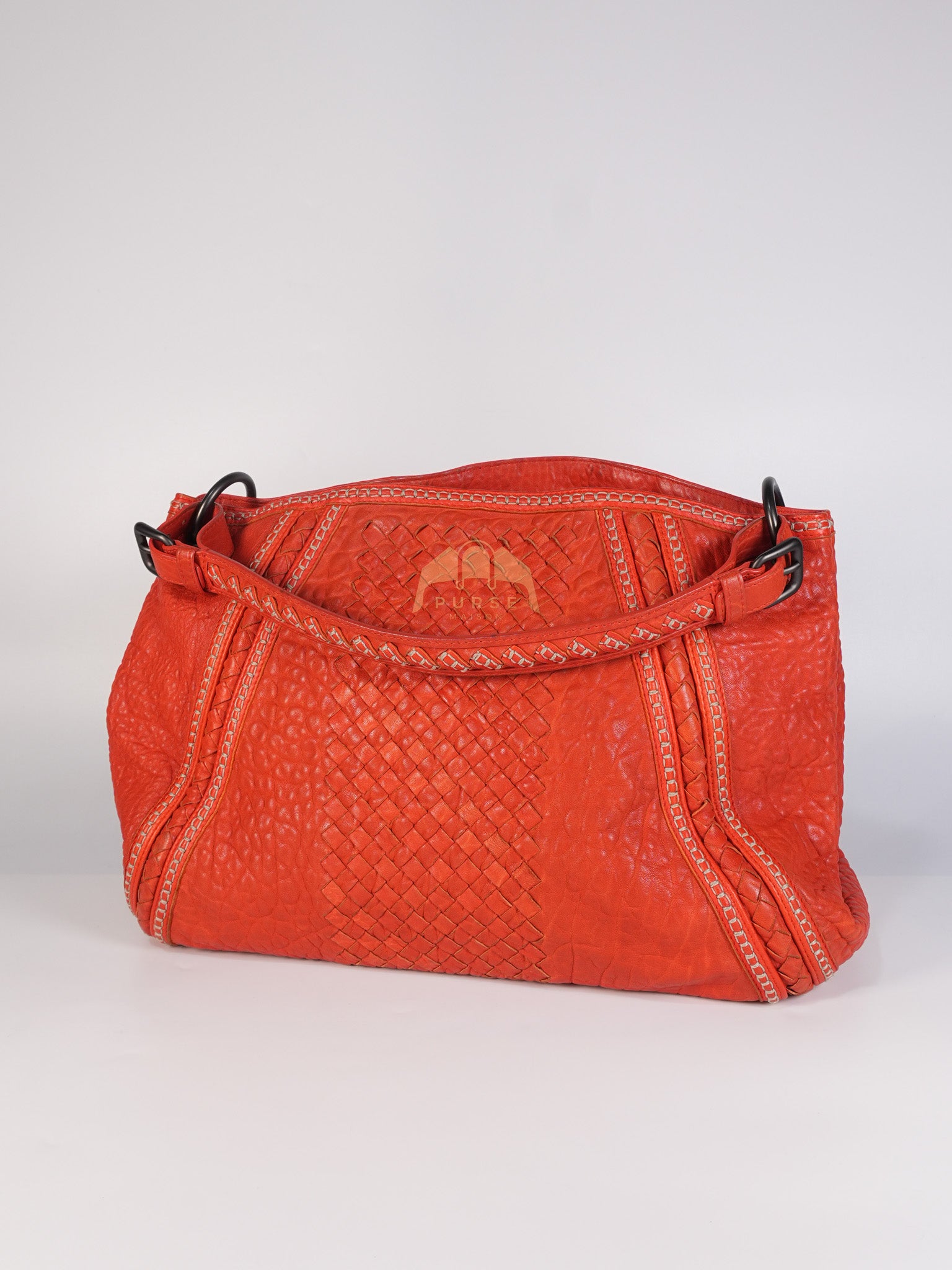 Intrecciato Hobo Tote Bag in Orange | Purse Maison Luxury Bags Shop