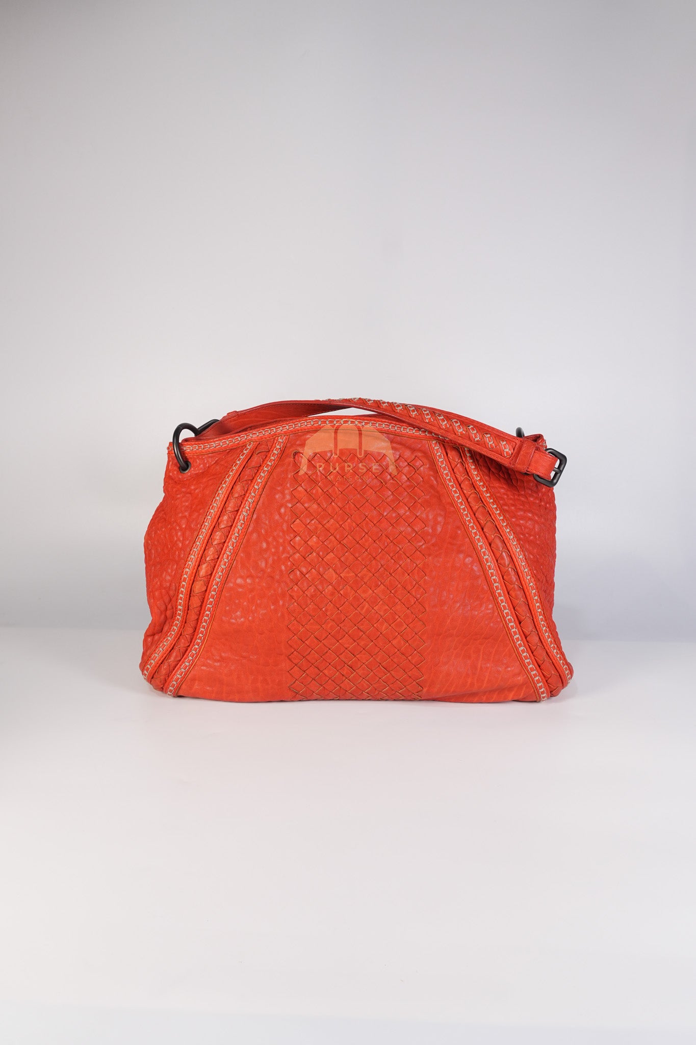 Intrecciato Hobo Tote Bag in Orange | Purse Maison Luxury Bags Shop