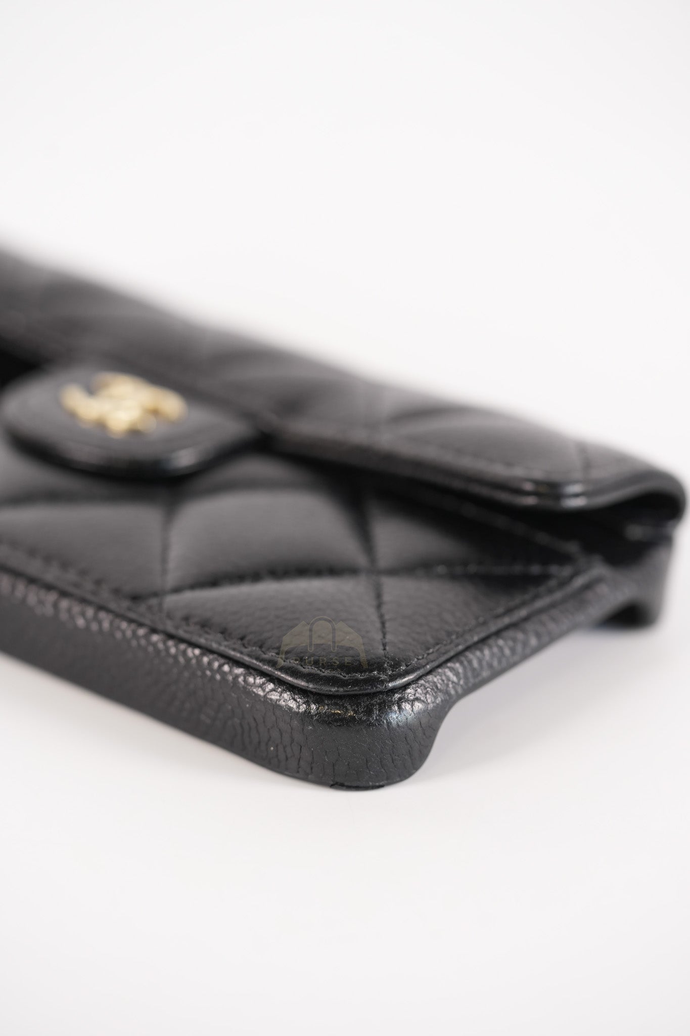 Iphone14 Pro Phone Case in Quilted Caviar Leather Chain Strap (Microchip) | Purse Maison Luxury Bags Shop