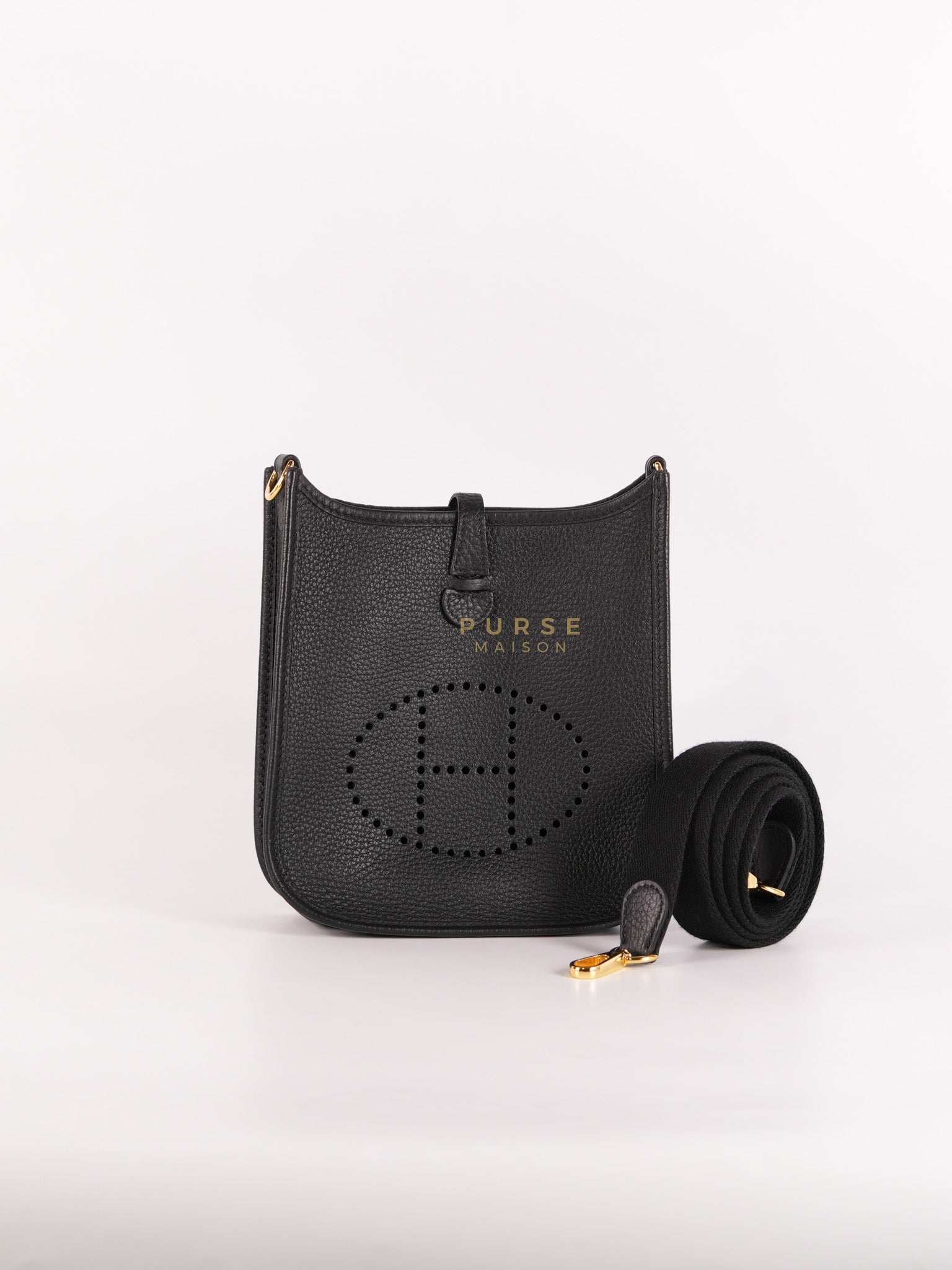 Evelyne TPM in Black Clemence Leather and Gold Hardware Stamp B (2023) | Purse Maison Luxury Bags Shop