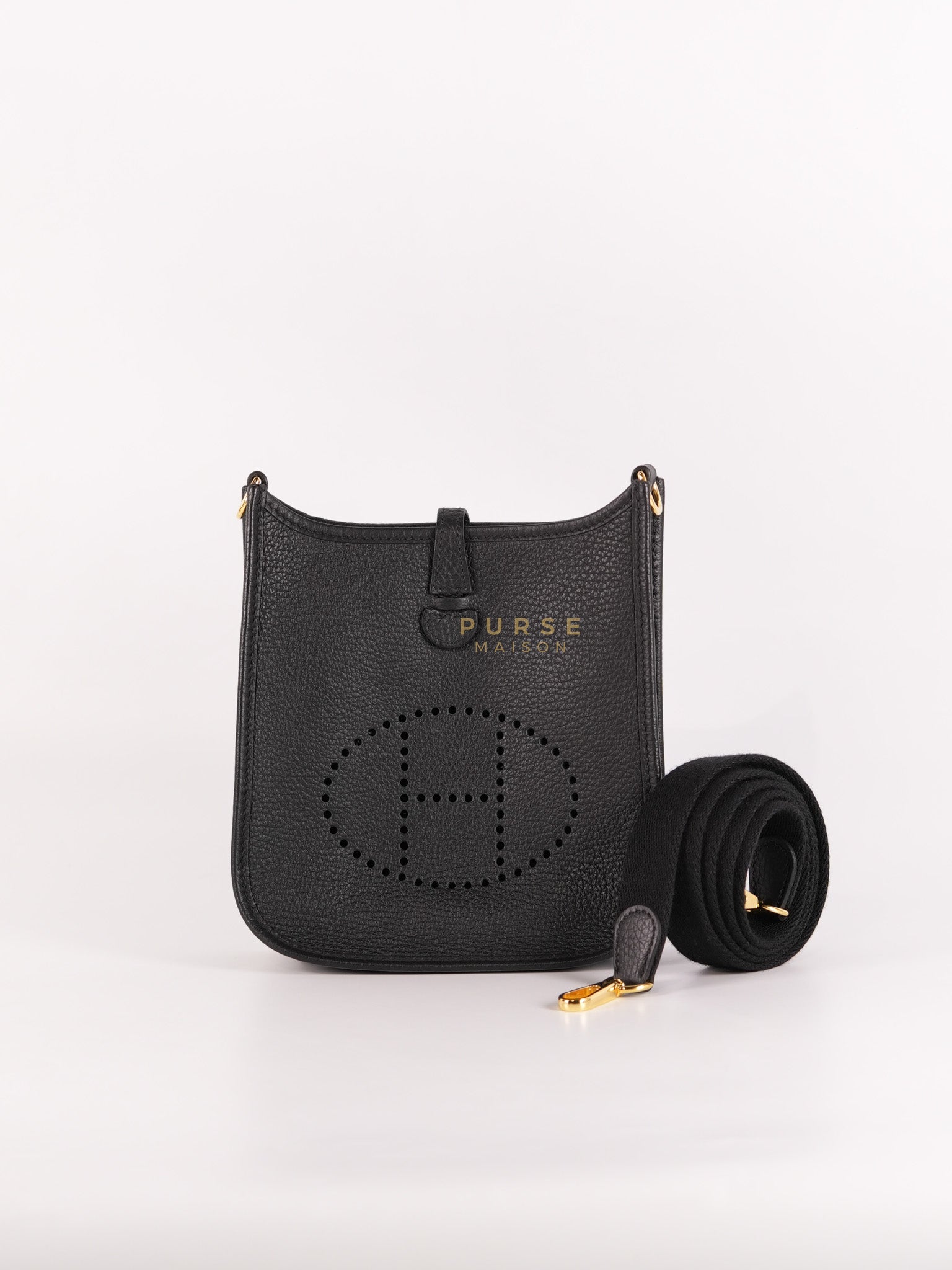 Evelyne TPM in Black Clemence Leather and Gold Hardware Stamp B (2023) | Purse Maison Luxury Bags Shop
