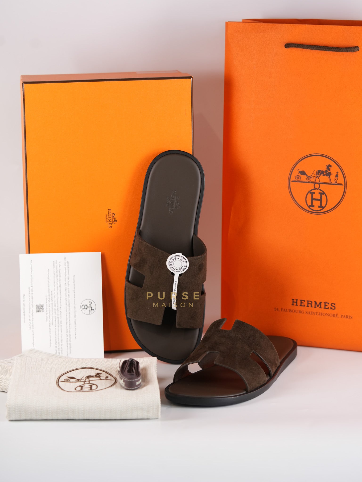 Izmir Sandals in Dark Brown Suede Leather Size 41 EU ( 26cm) | Purse Maison Luxury Bags Shop