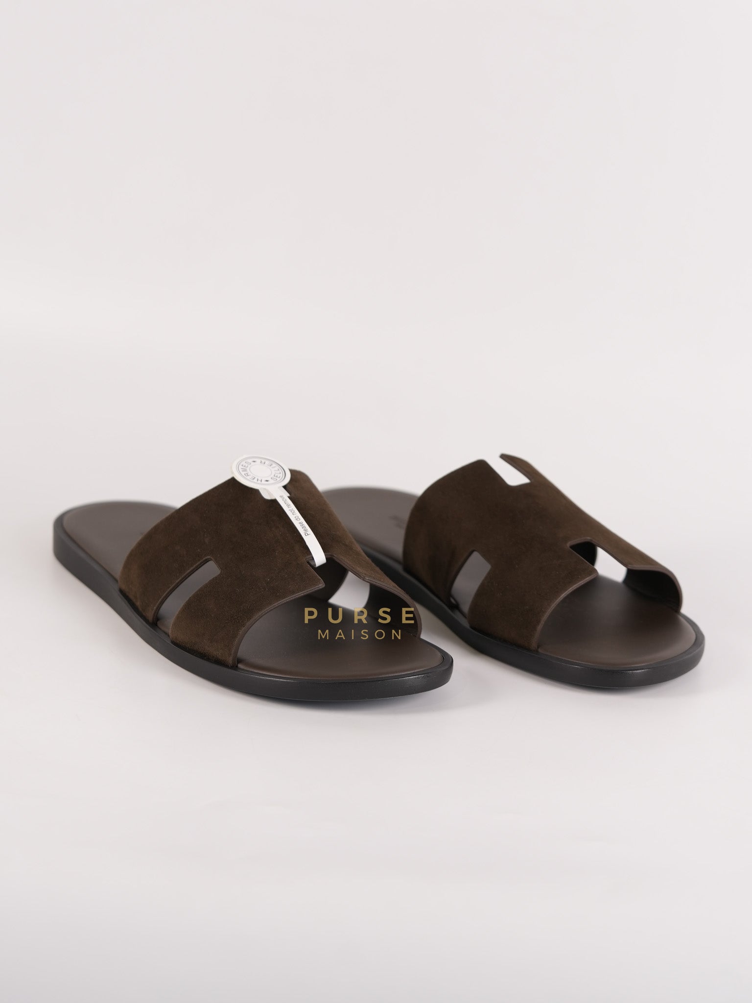 Izmir Sandals in Dark Brown Suede Leather Size 41 EU ( 26cm) | Purse Maison Luxury Bags Shop