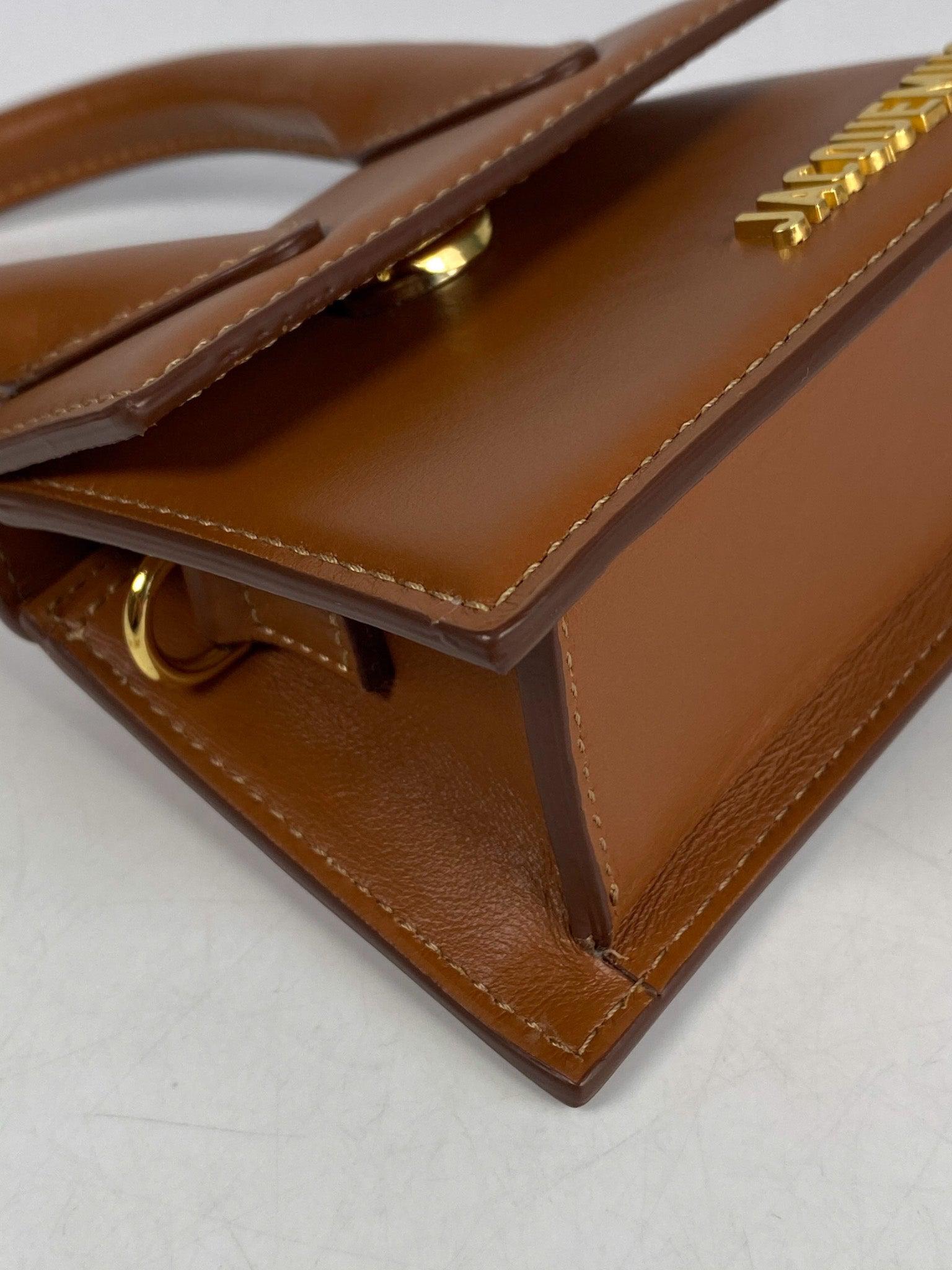 Jacquemus Le Chiquito Y Brown Mini Bag in Gold Hardware
