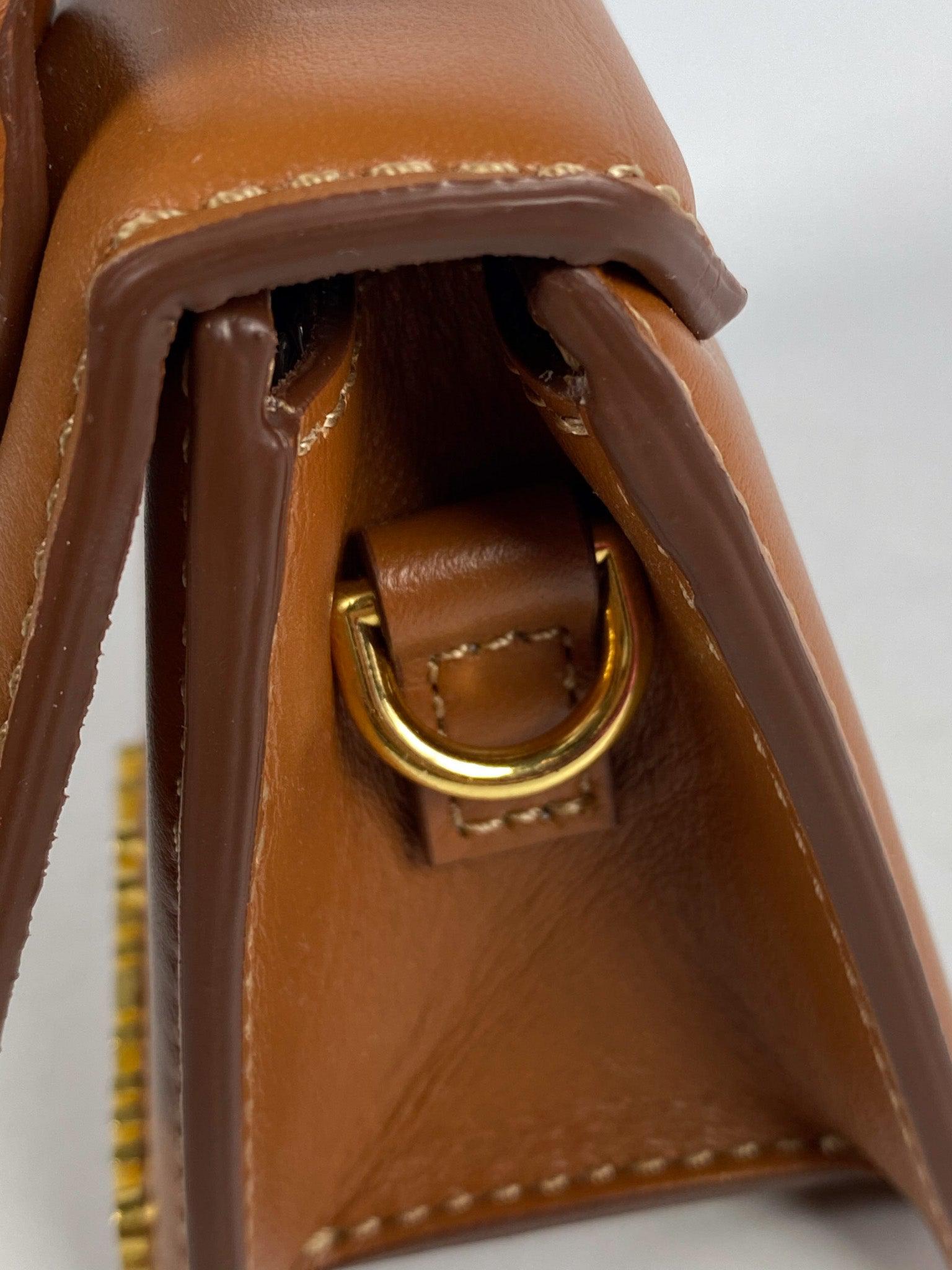 Jacquemus Le Chiquito Y Brown Mini Bag in Gold Hardware