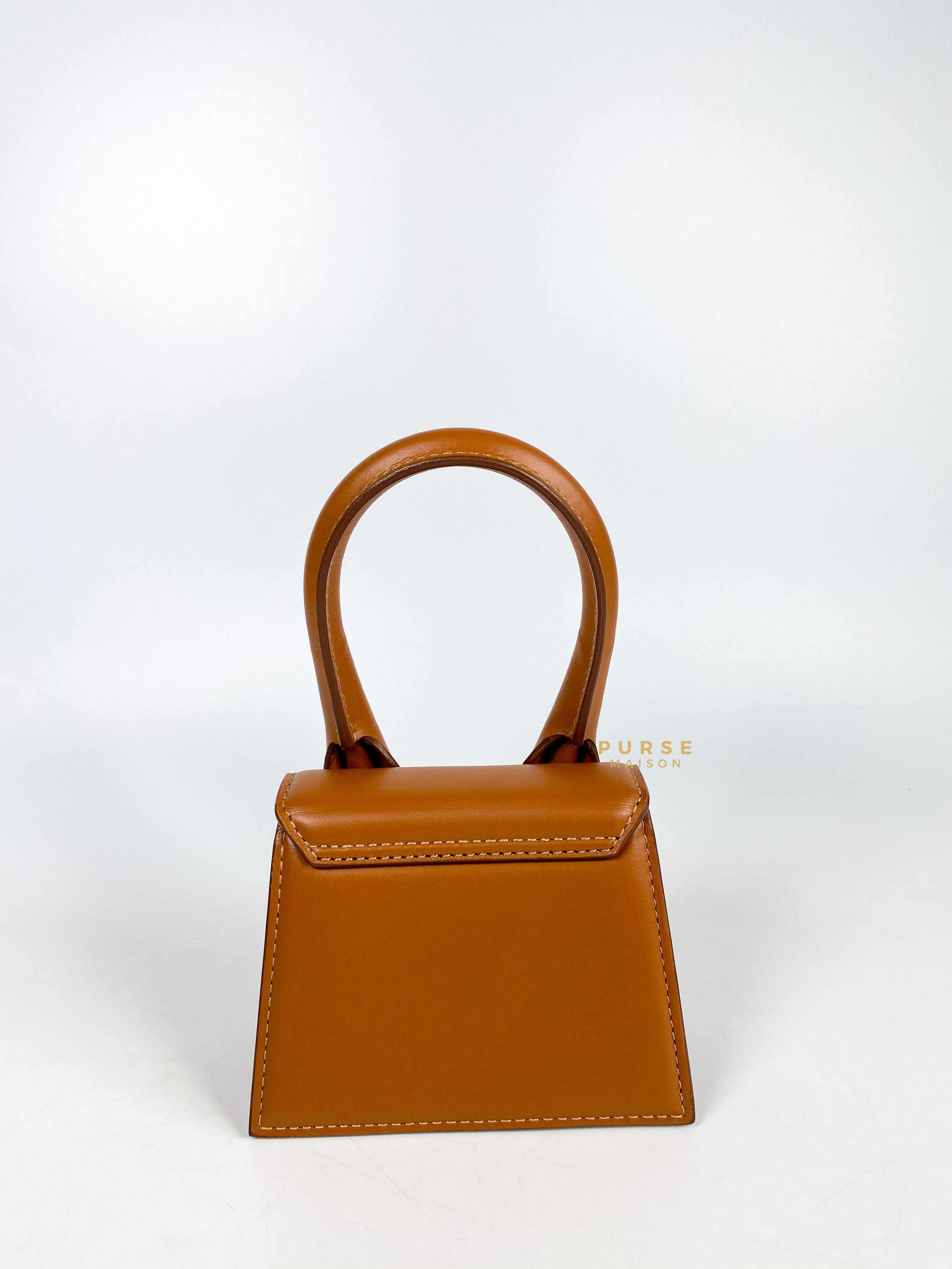 Jacquemus Le Chiquito Y Brown Mini Bag in Gold Hardware