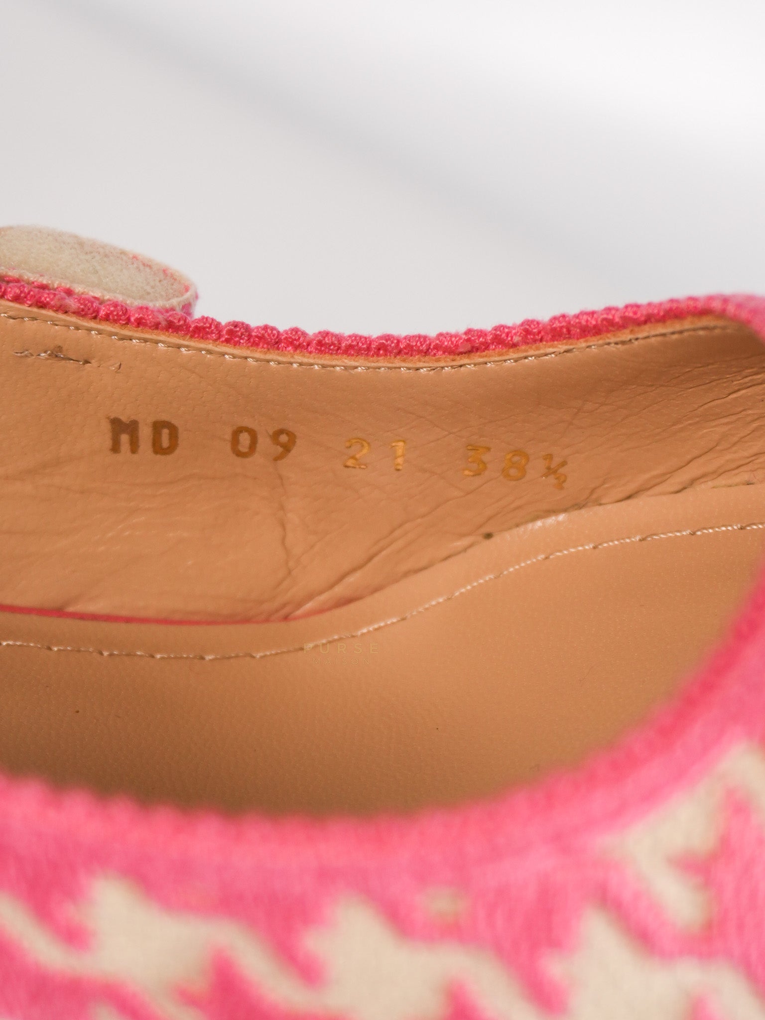 J'adior Slingback Pumps Pink/White Embroidered Fabric Size 38.5 EU(24.1 cm) | Purse Maison Luxury Bags Shop