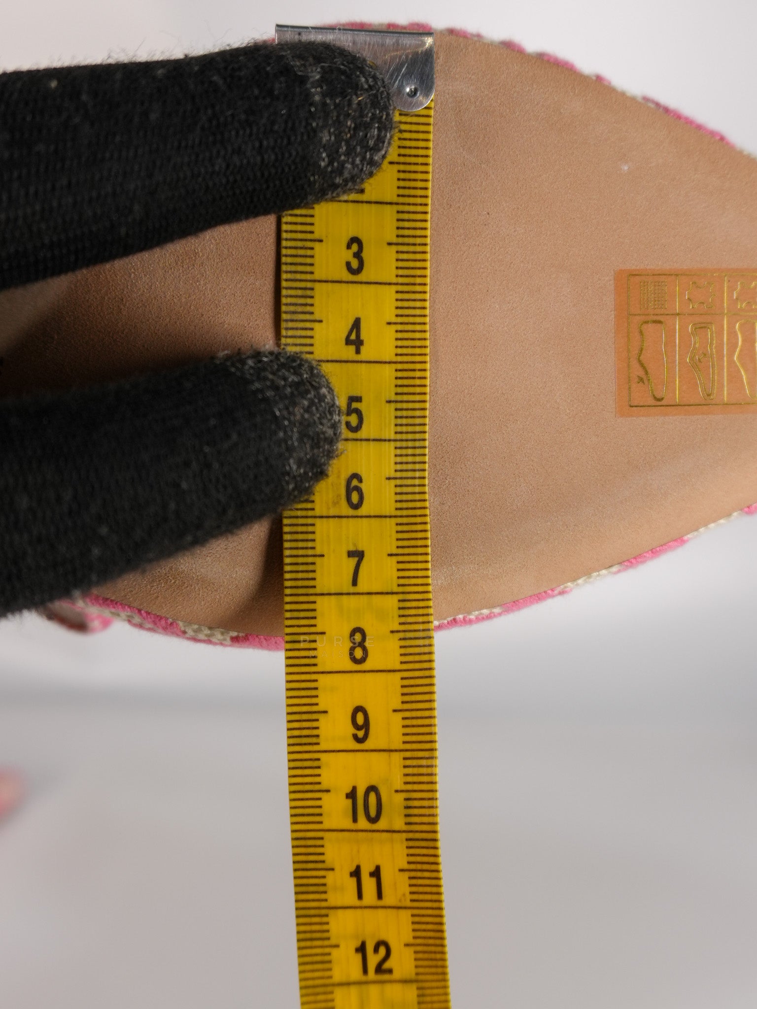 J'adior Slingback Pumps Pink/White Embroidered Fabric Size 38.5 EU(24.1 cm) | Purse Maison Luxury Bags Shop