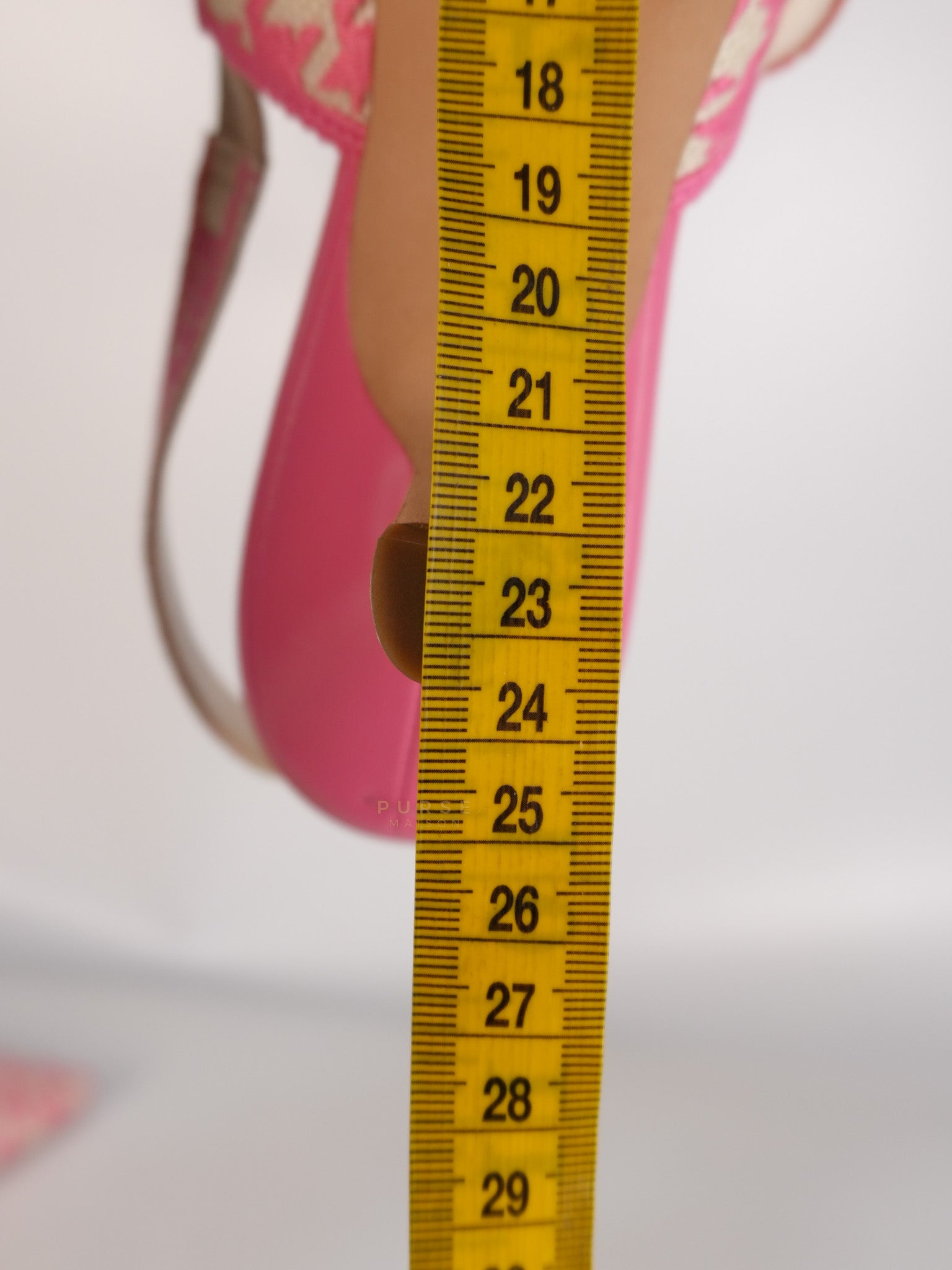 J'adior Slingback Pumps Pink/White Embroidered Fabric Size 38.5 EU(24.1 cm) | Purse Maison Luxury Bags Shop