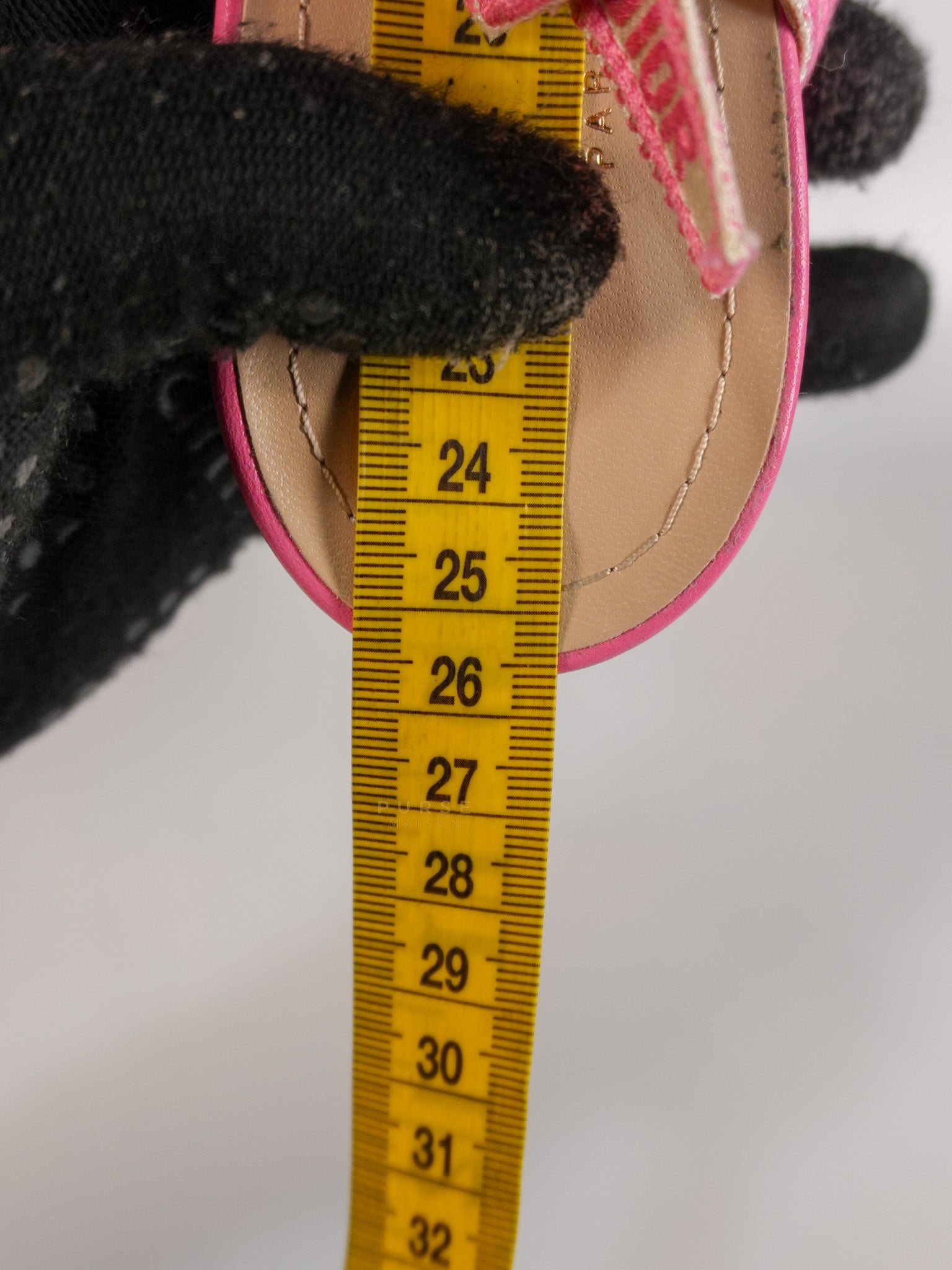 J'adior Slingback Pumps Pink/White Embroidered Fabric Size 38.5 EU(24.1 cm) | Purse Maison Luxury Bags Shop