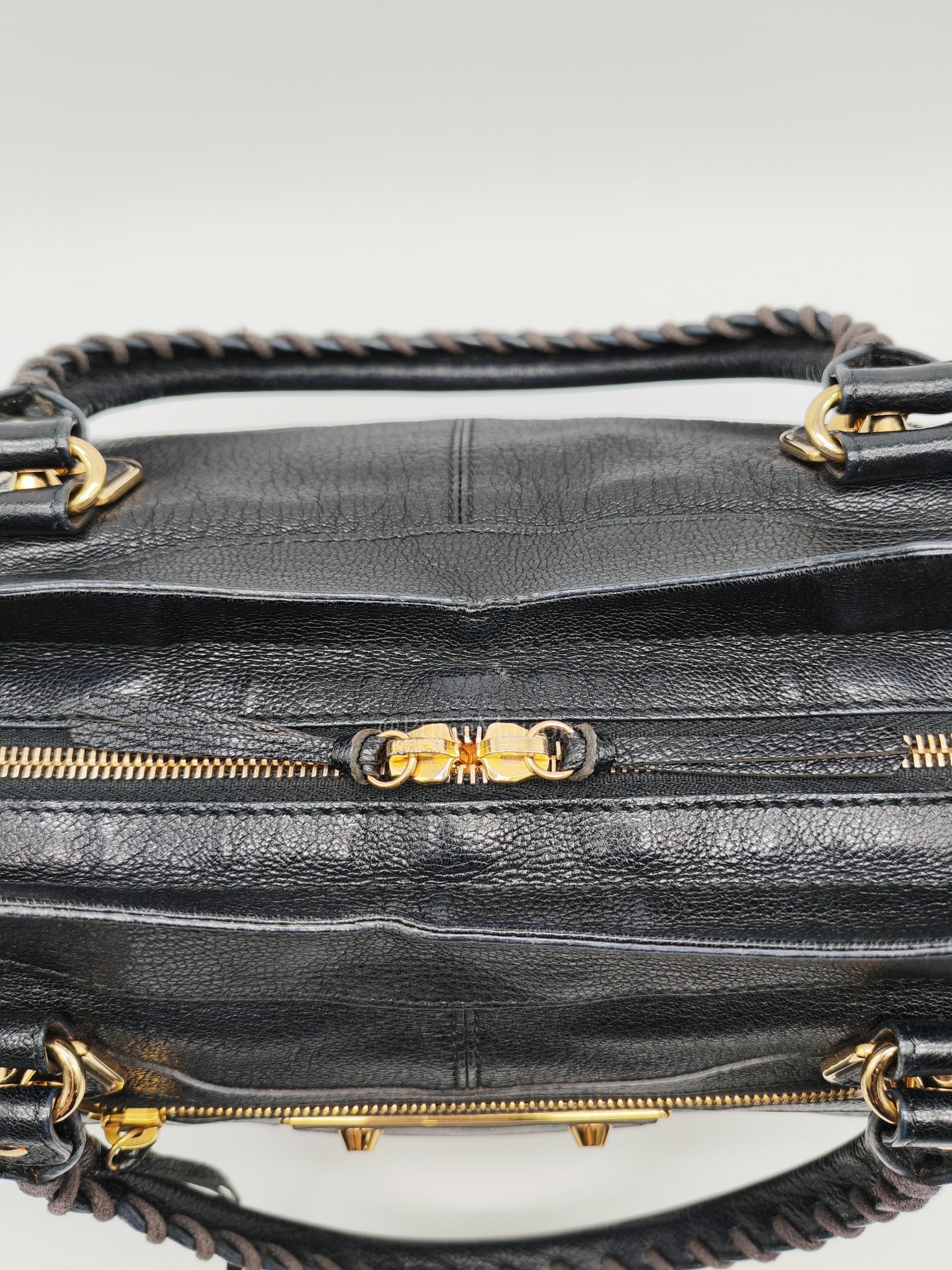 Balenciaga City Metallic Edge in Large Black Chevre Leather Shoulder Bag