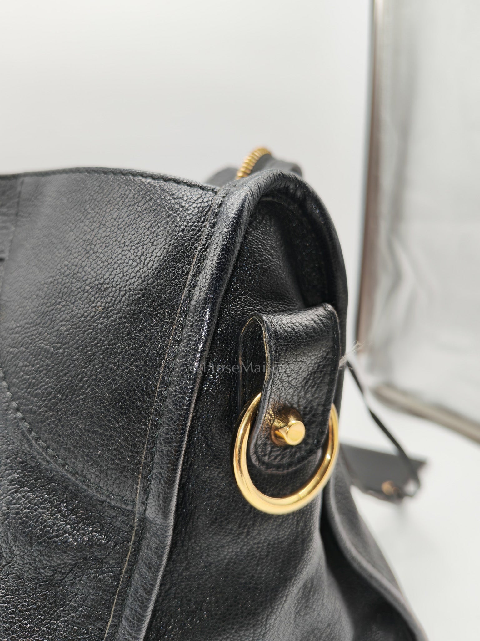 Balenciaga City Metallic Edge in Large Black Chevre Leather Shoulder Bag