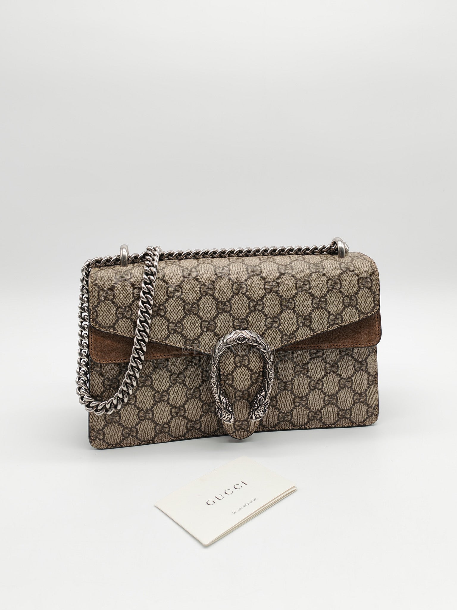 Dionysus Shoulder Bag Small in GG Supreme Canvas & Silver Hardware
