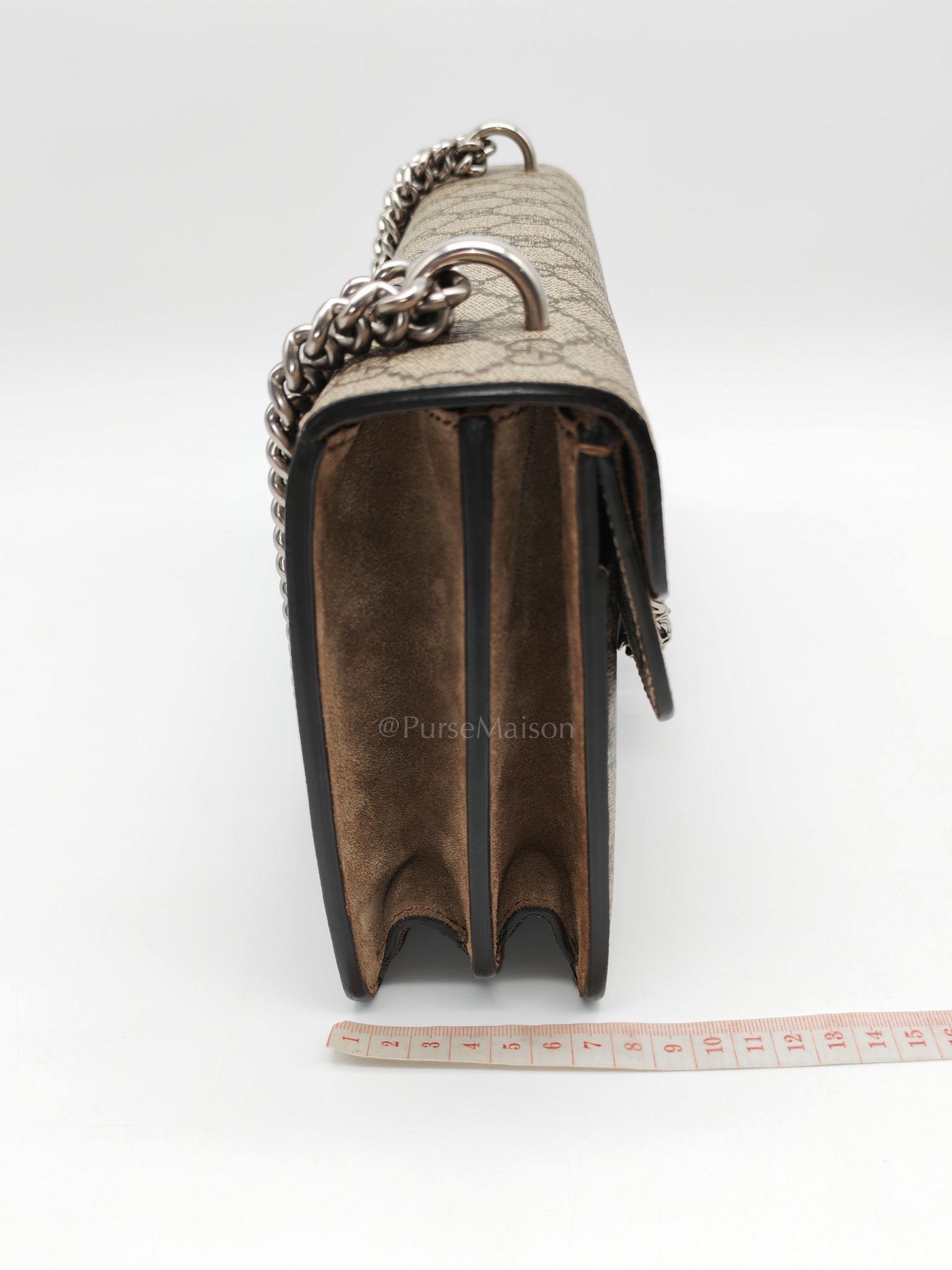 Dionysus Shoulder Bag Small in GG Supreme Canvas & Silver Hardware