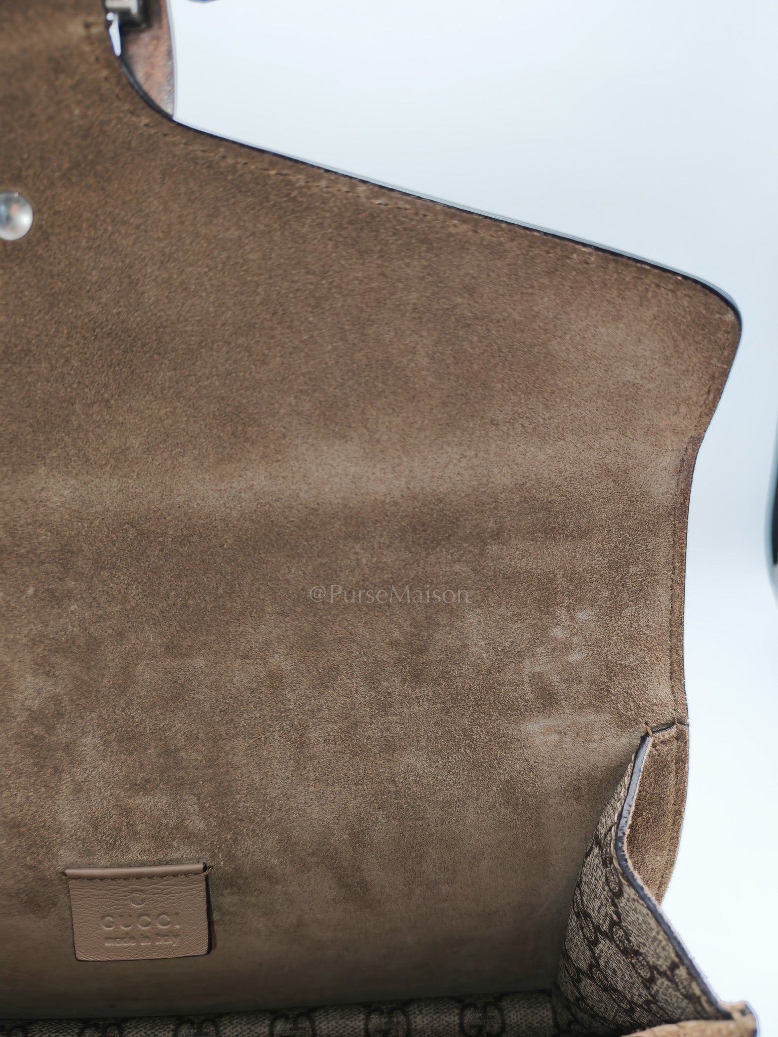 Dionysus Shoulder Bag Small in GG Supreme Canvas & Silver Hardware
