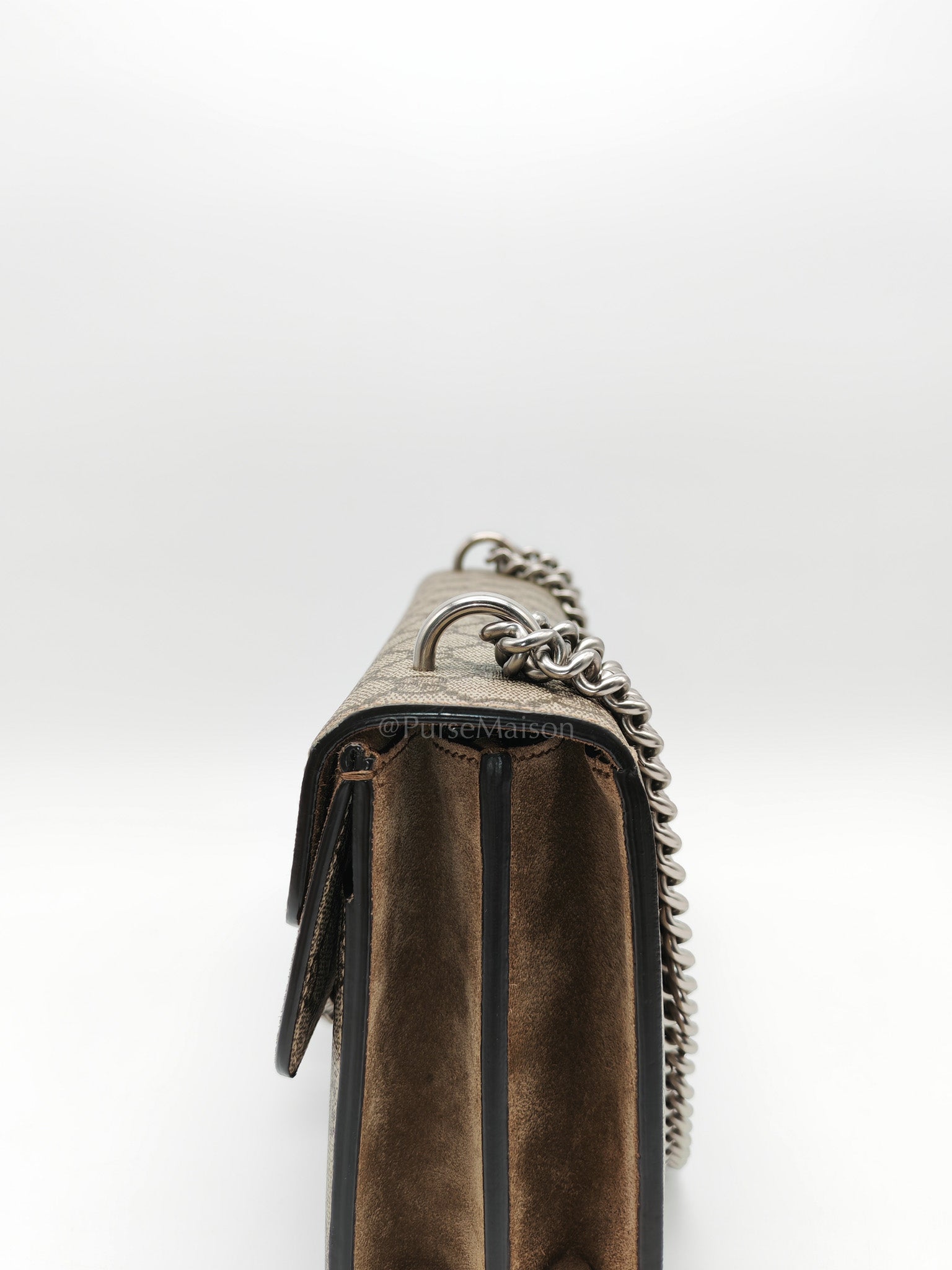 Dionysus Shoulder Bag Small in GG Supreme Canvas & Silver Hardware