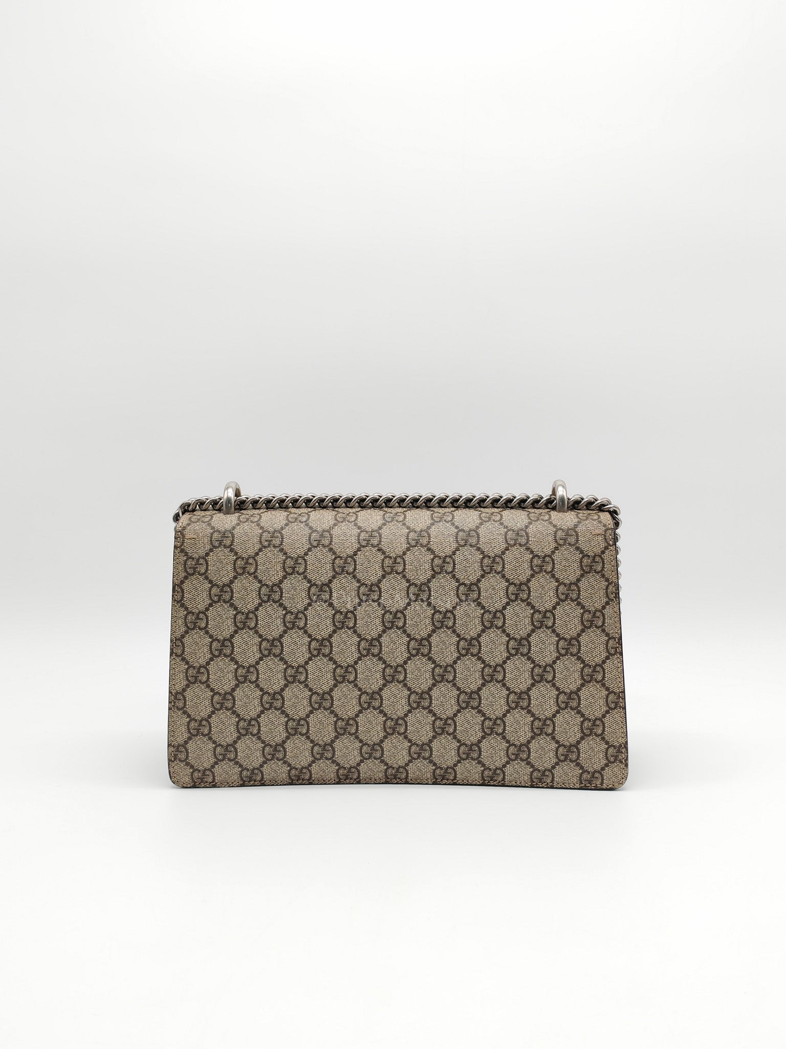 Dionysus Shoulder Bag Small in GG Supreme Canvas & Silver Hardware