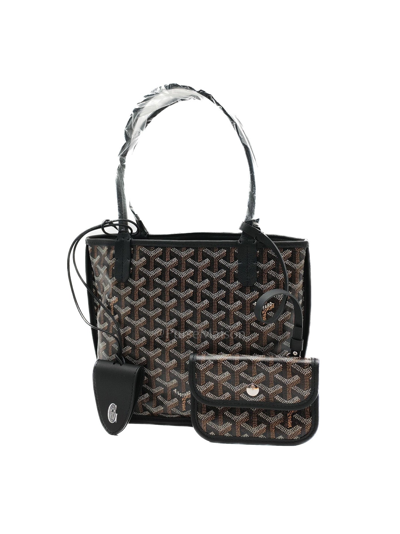Mini Anjou in Black Goyardine Canvas with Croc Magnetic Clip