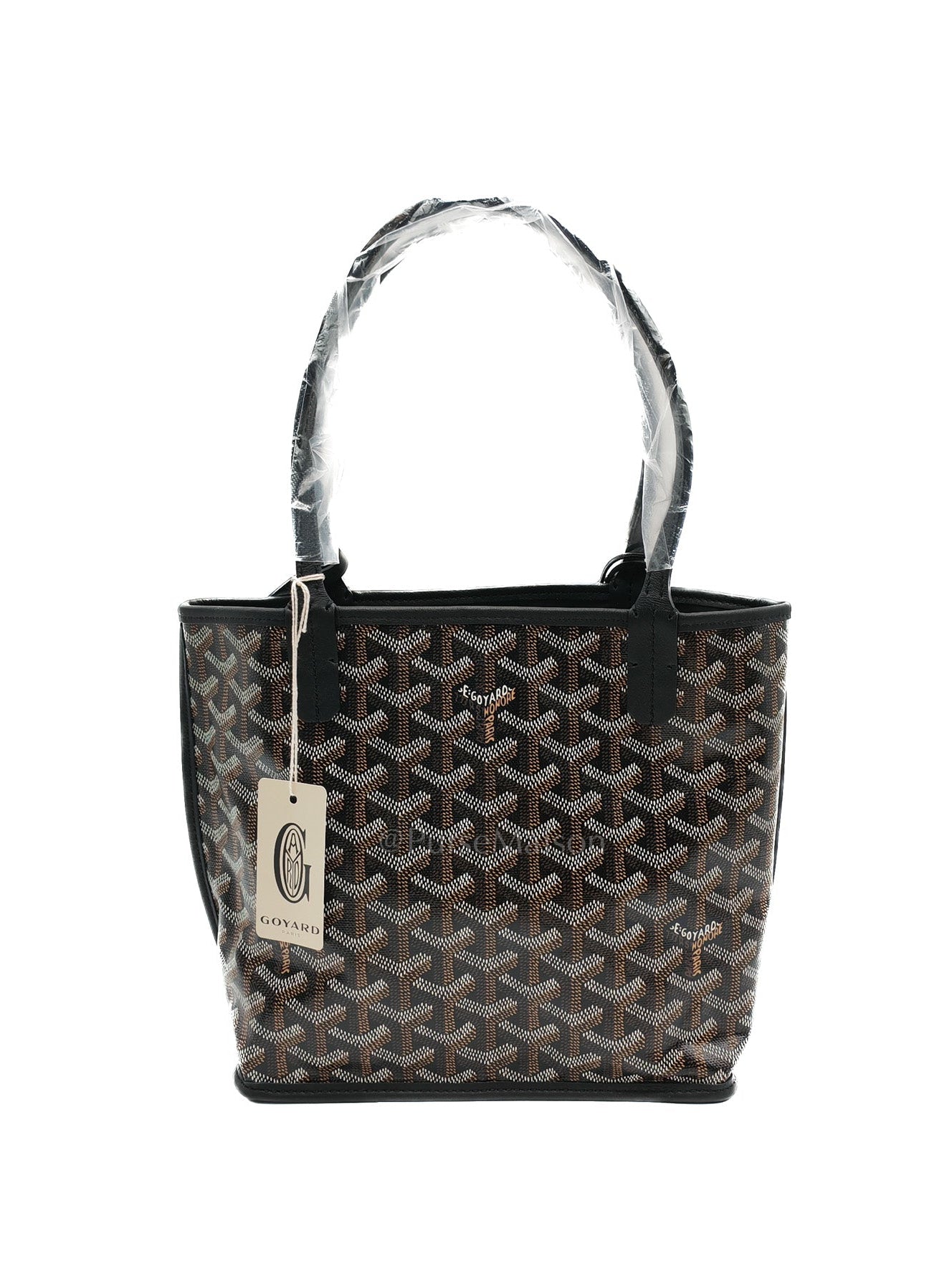 Mini Anjou in Black Goyardine Canvas with Croc Magnetic Clip