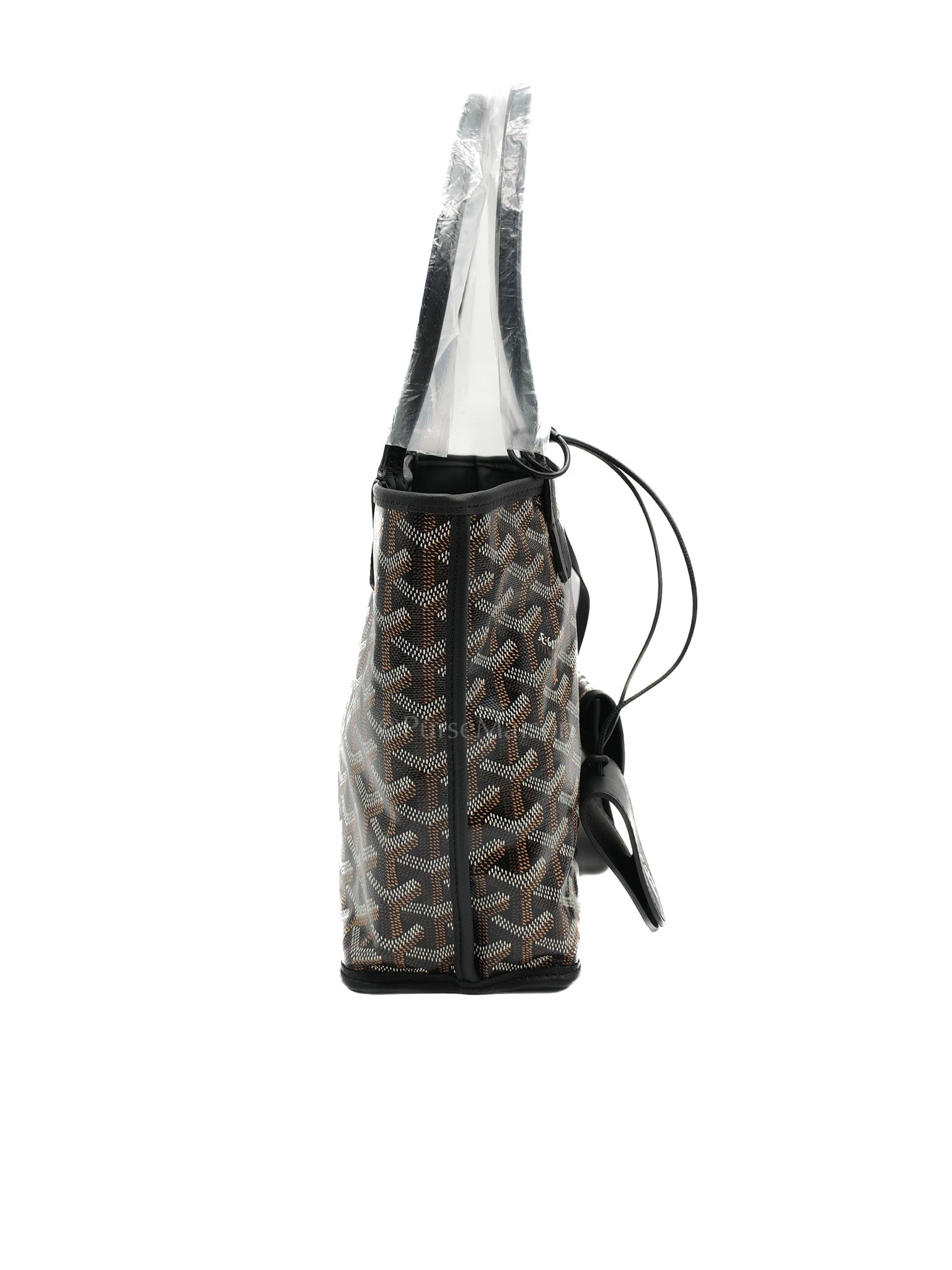 Mini Anjou in Black Goyardine Canvas with Croc Magnetic Clip