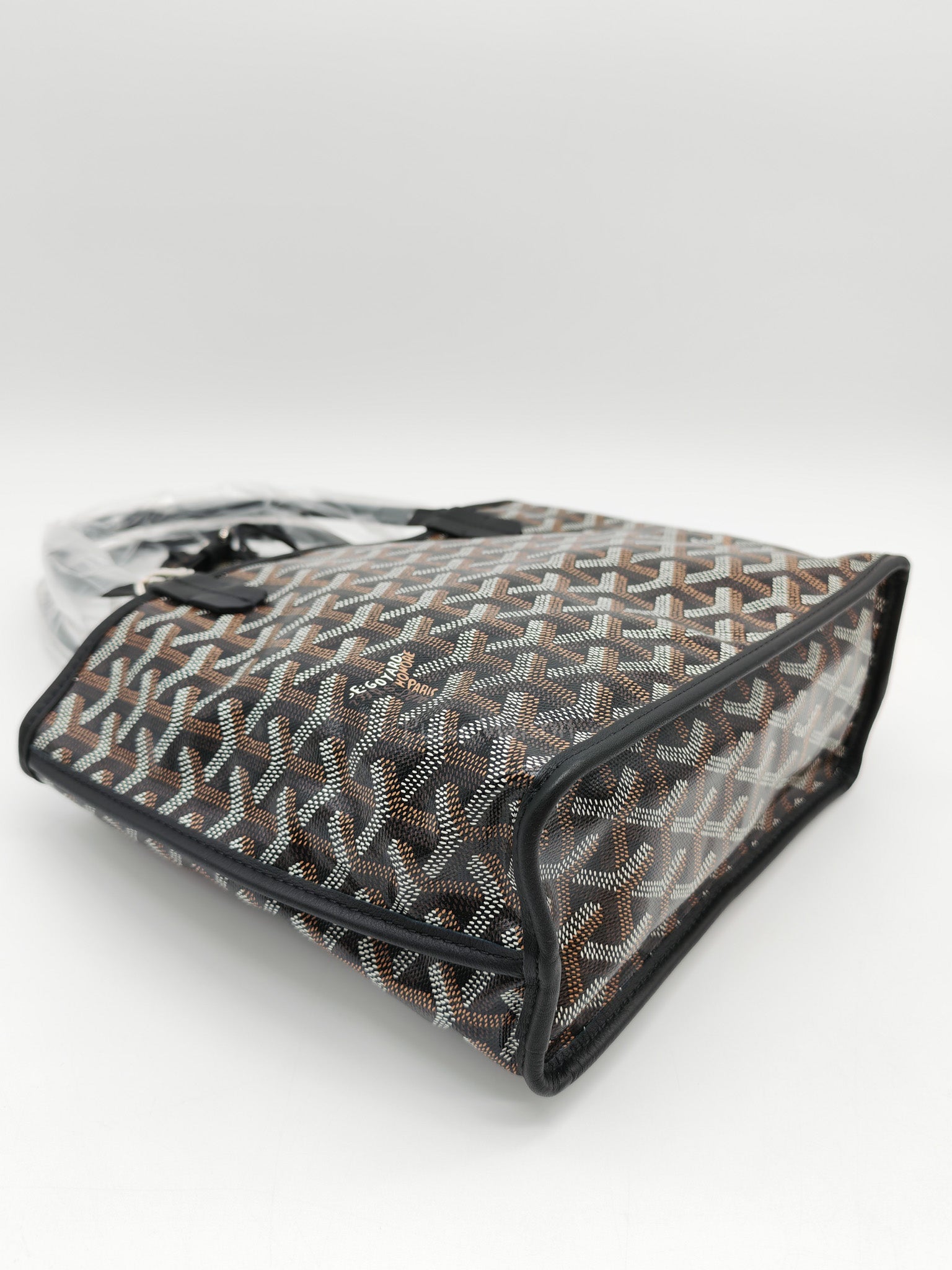 Mini Anjou in Black Goyardine Canvas with Croc Magnetic Clip