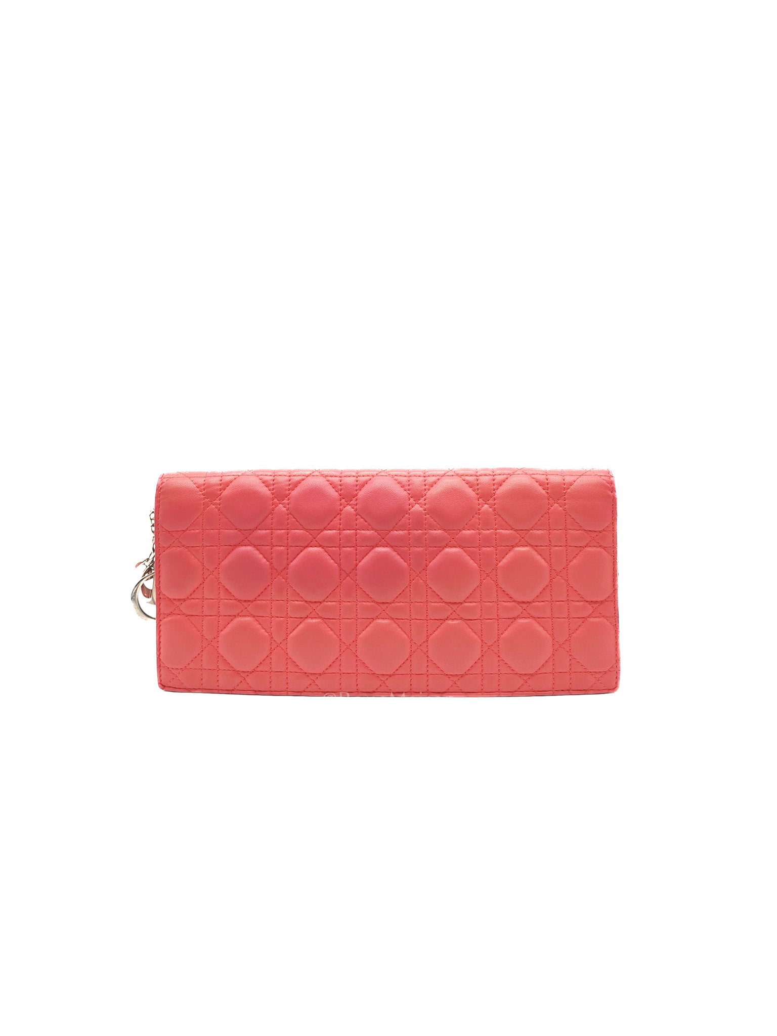 Lady Dior Clutch in Pink Cannage Lambskin Leather Silver Hardware