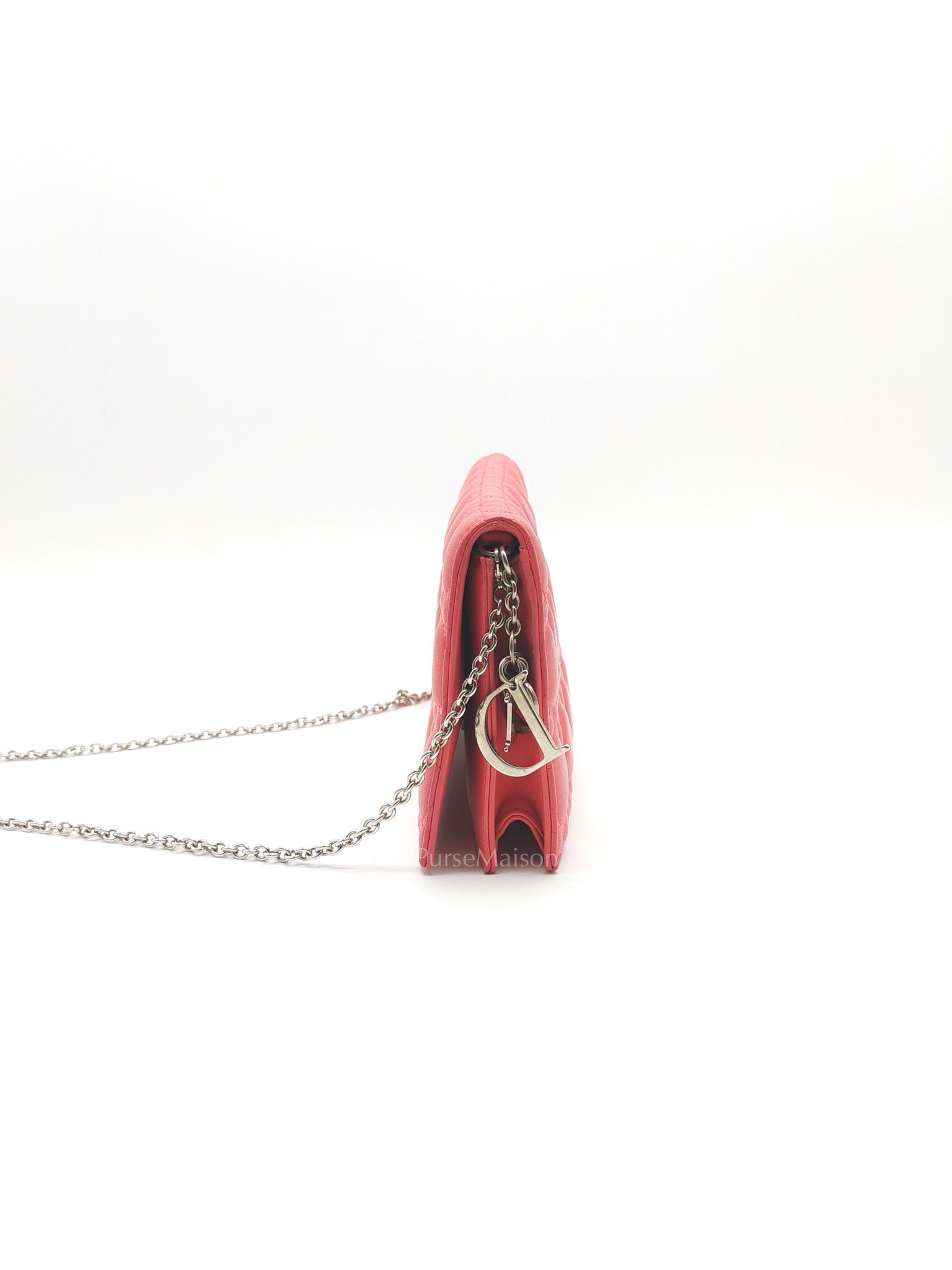 Lady Dior Clutch in Pink Cannage Lambskin Leather Silver Hardware