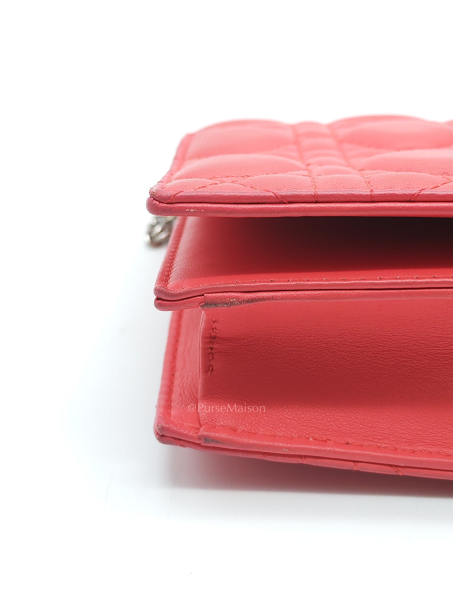Lady Dior Clutch in Pink Cannage Lambskin Leather Silver Hardware