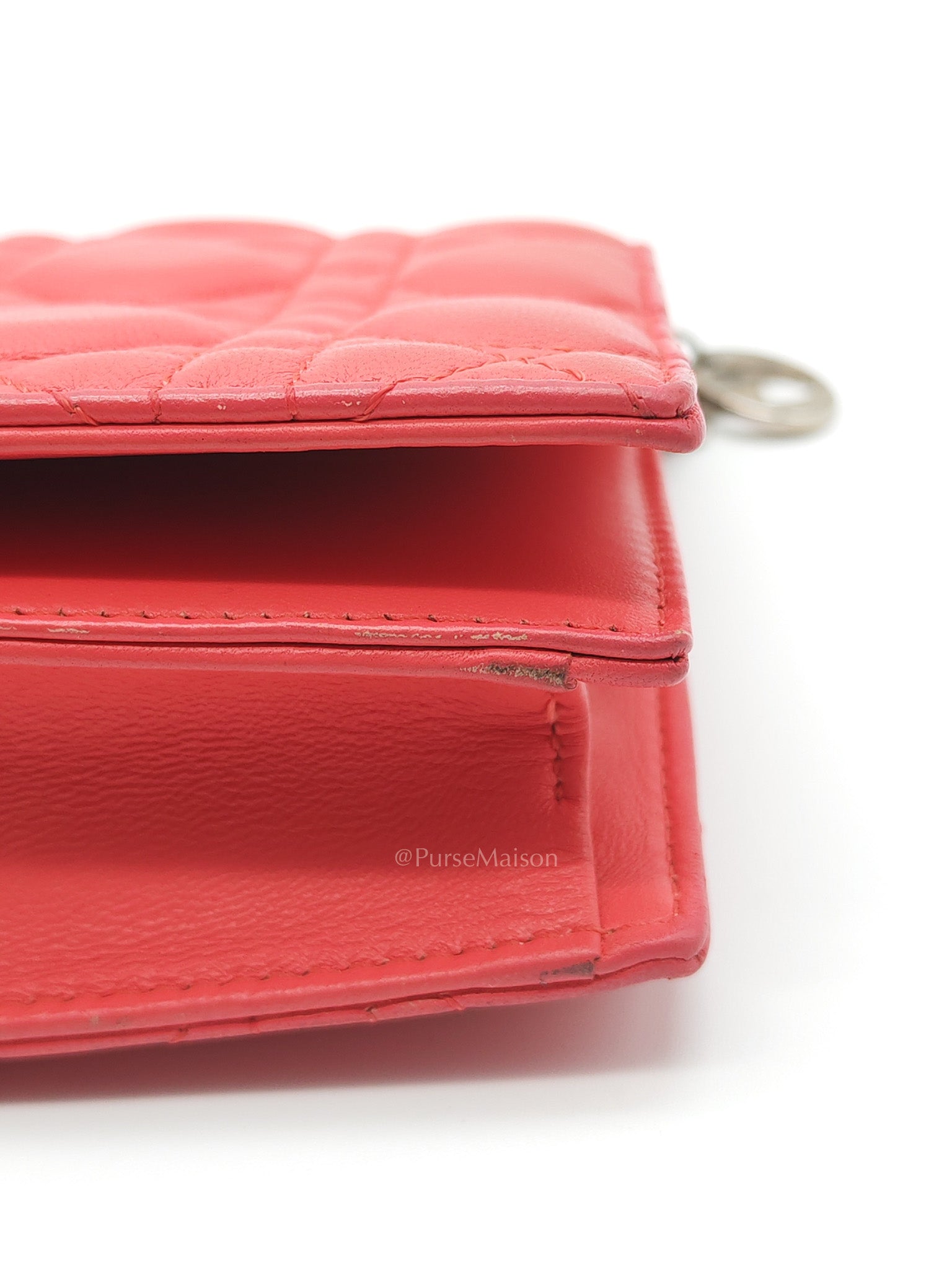 Lady Dior Clutch in Pink Cannage Lambskin Leather Silver Hardware
