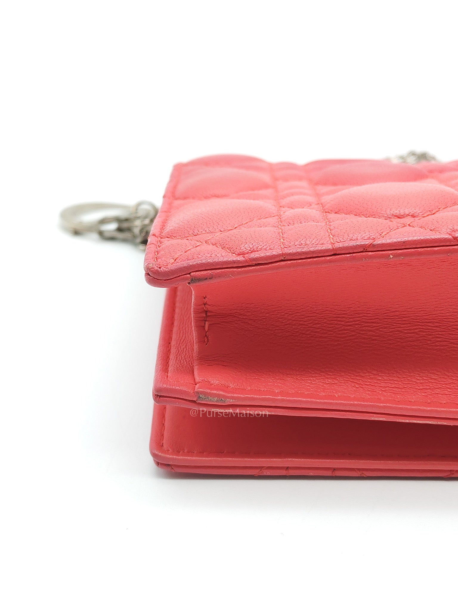 Lady Dior Clutch in Pink Cannage Lambskin Leather Silver Hardware