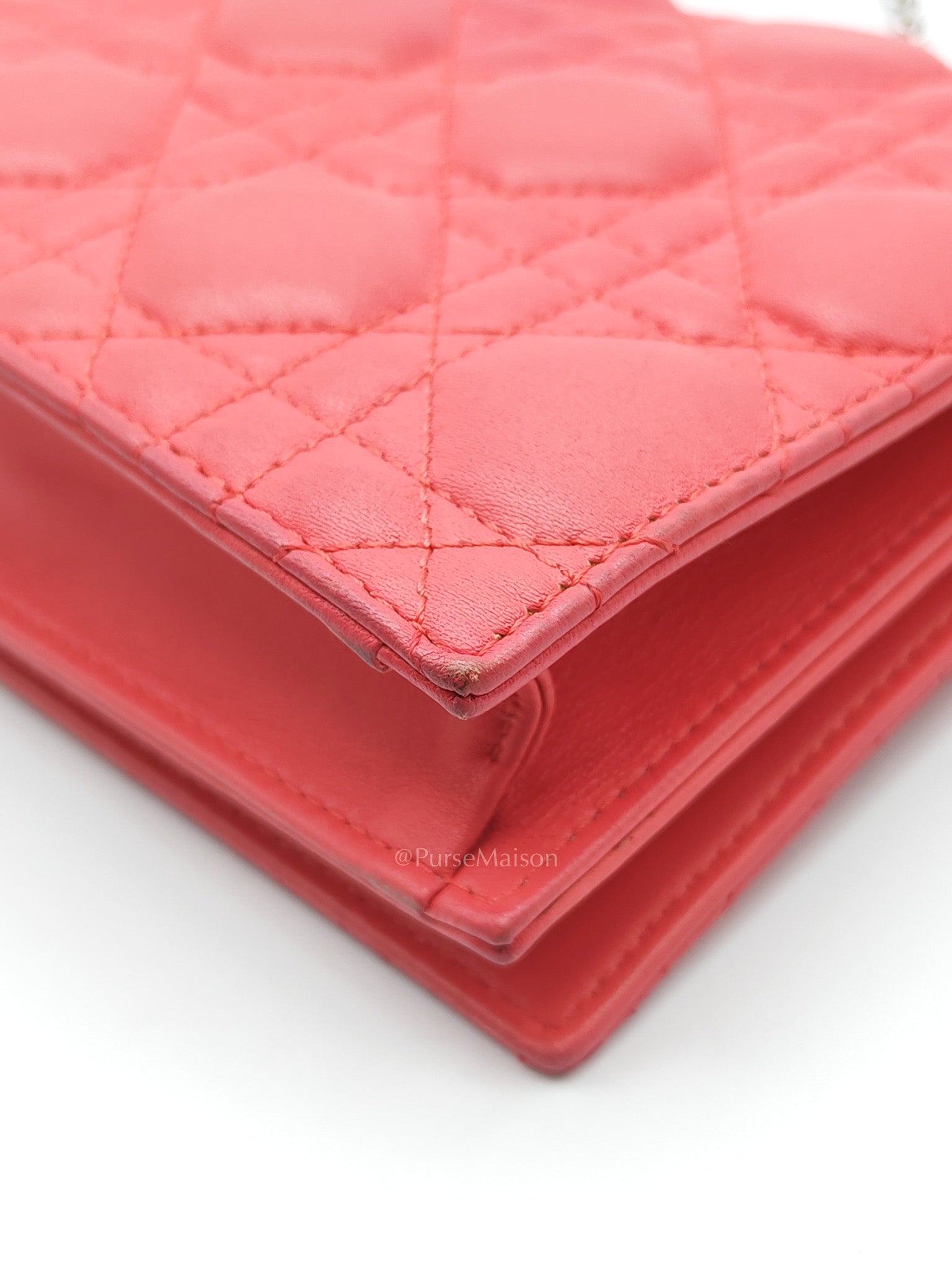 Lady Dior Clutch in Pink Cannage Lambskin Leather Silver Hardware