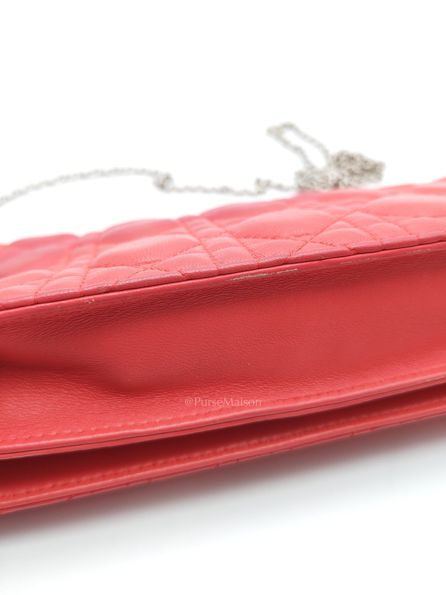 Lady Dior Clutch in Pink Cannage Lambskin Leather Silver Hardware