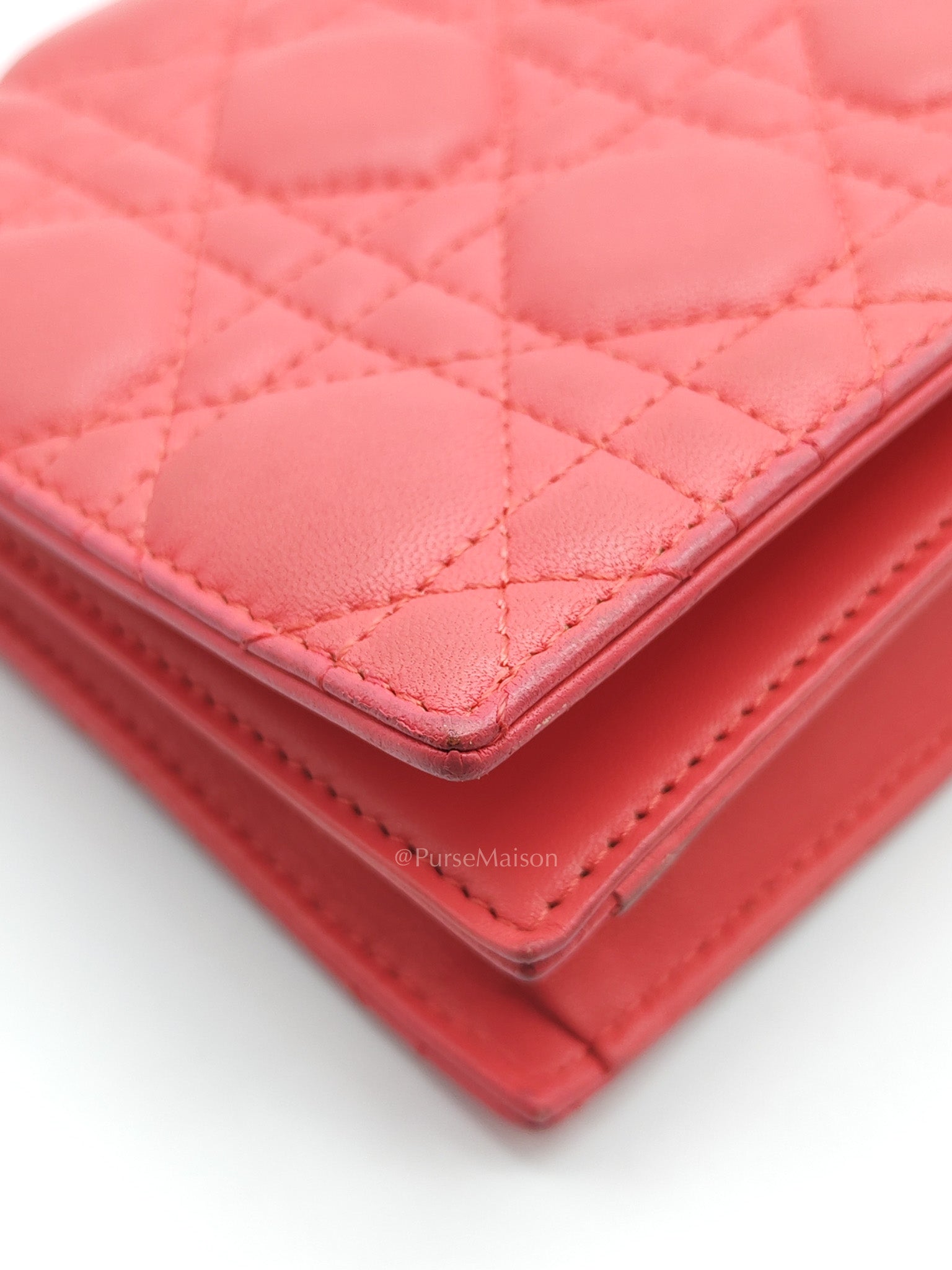 Lady Dior Clutch in Pink Cannage Lambskin Leather Silver Hardware