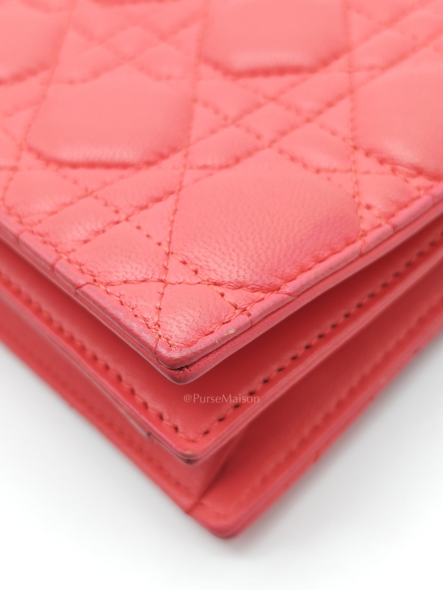 Lady Dior Clutch in Pink Cannage Lambskin Leather Silver Hardware