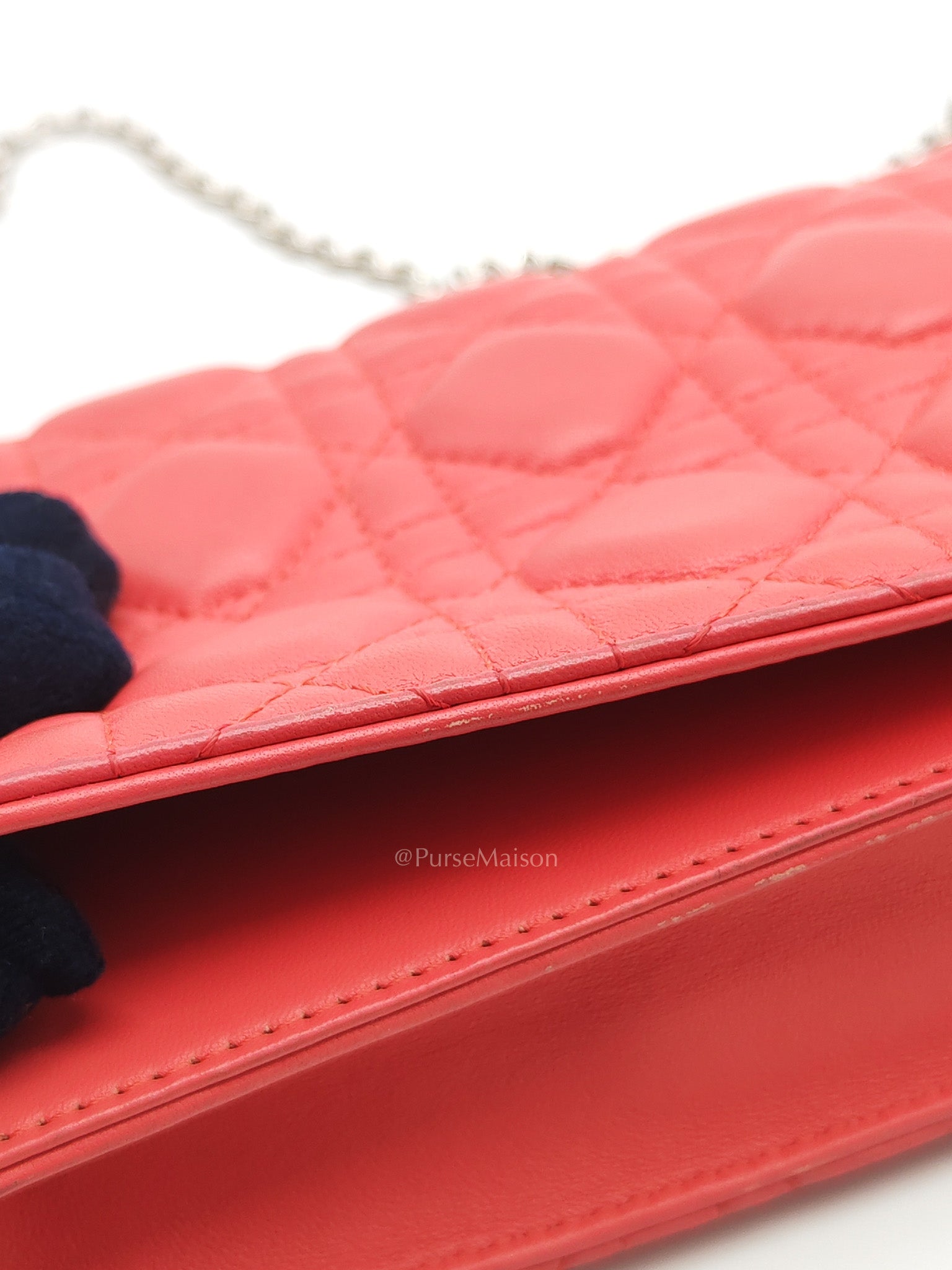 Lady Dior Clutch in Pink Cannage Lambskin Leather Silver Hardware
