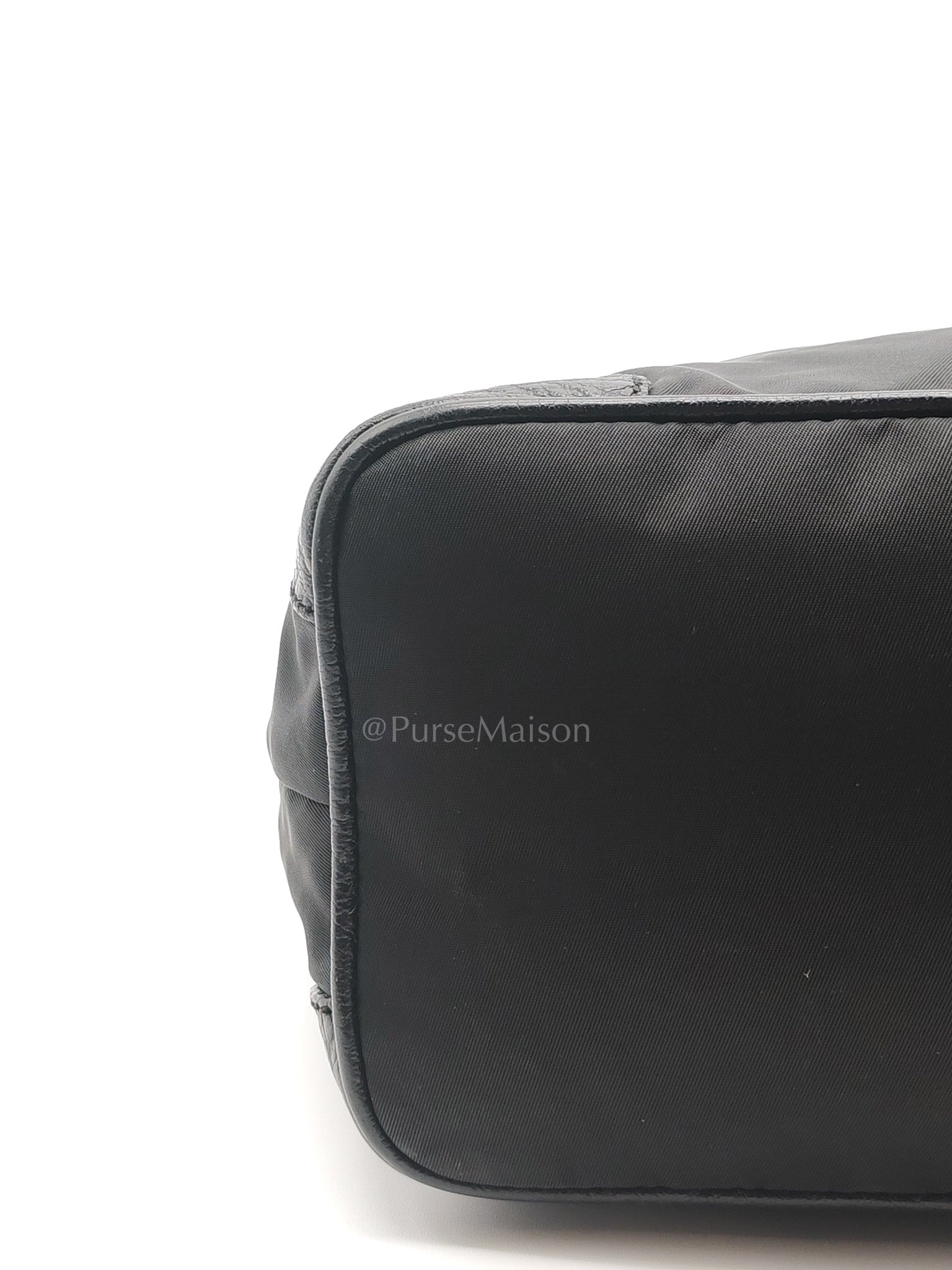 Tessuto Shoulder Bag in Black Nylon Canvas & Silver Hardware