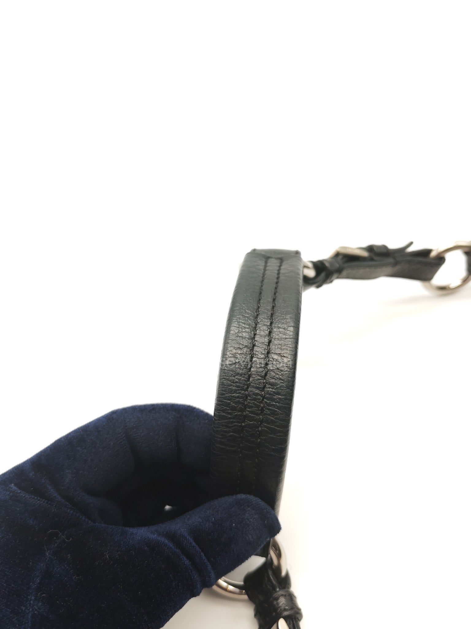 Tessuto Shoulder Bag in Black Nylon Canvas & Silver Hardware