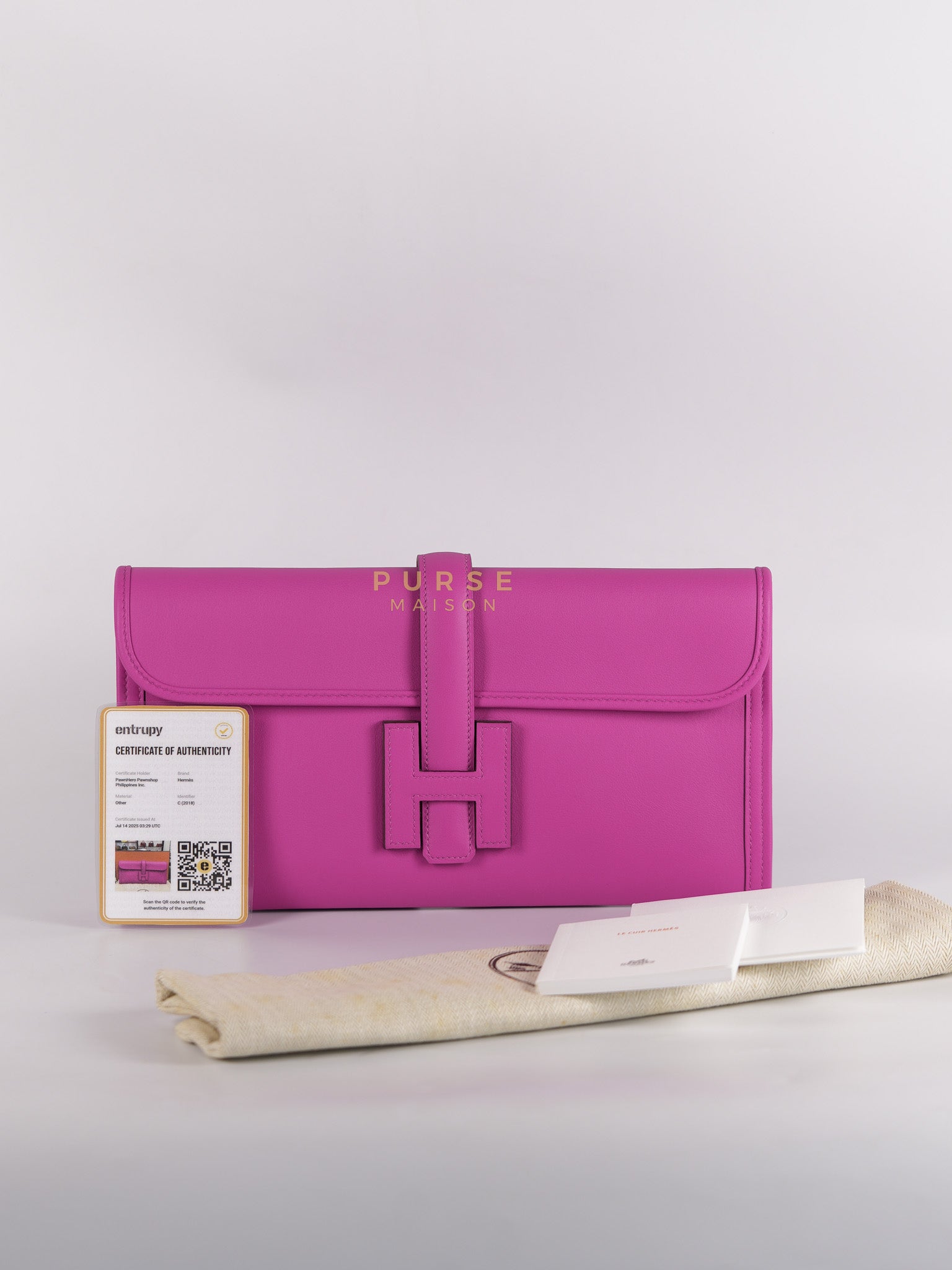 Jige Elan 29 Clutch in Magnolia Swift Leather Stamp C(2018) | Purse Maison Luxury Bags Shop